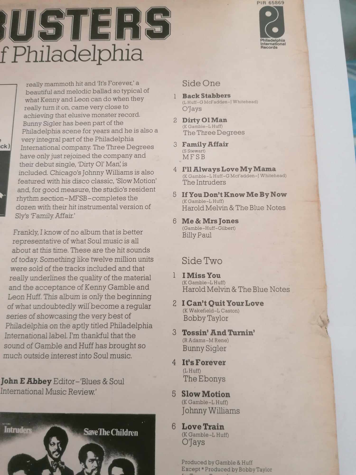 Philly busters The sound of philadelphia S PIR 65869 1974 OK Sleeve Excellent Vinyl