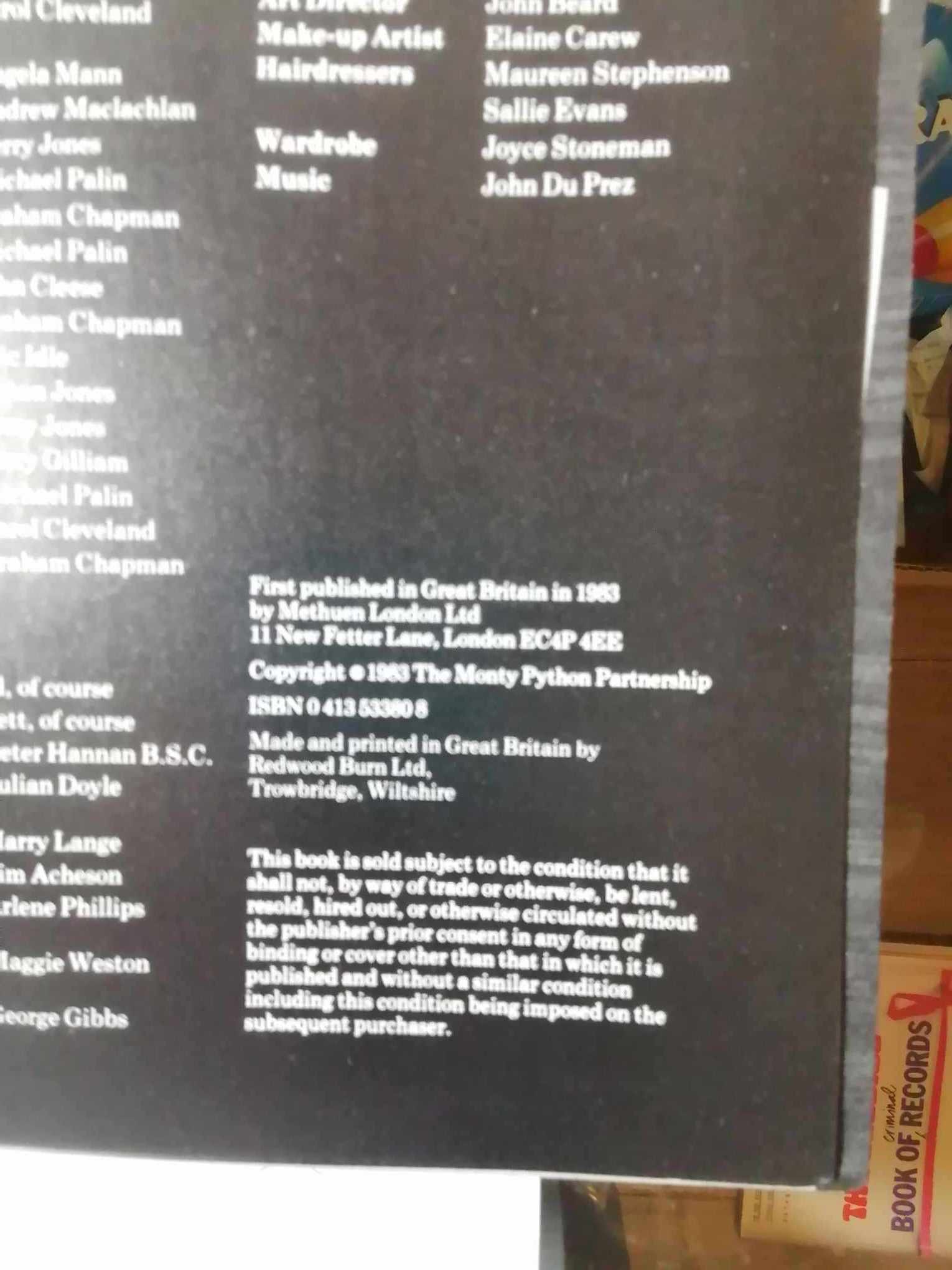 Monty Pythons Meaning of Life 1983 in good condition and a great read. 