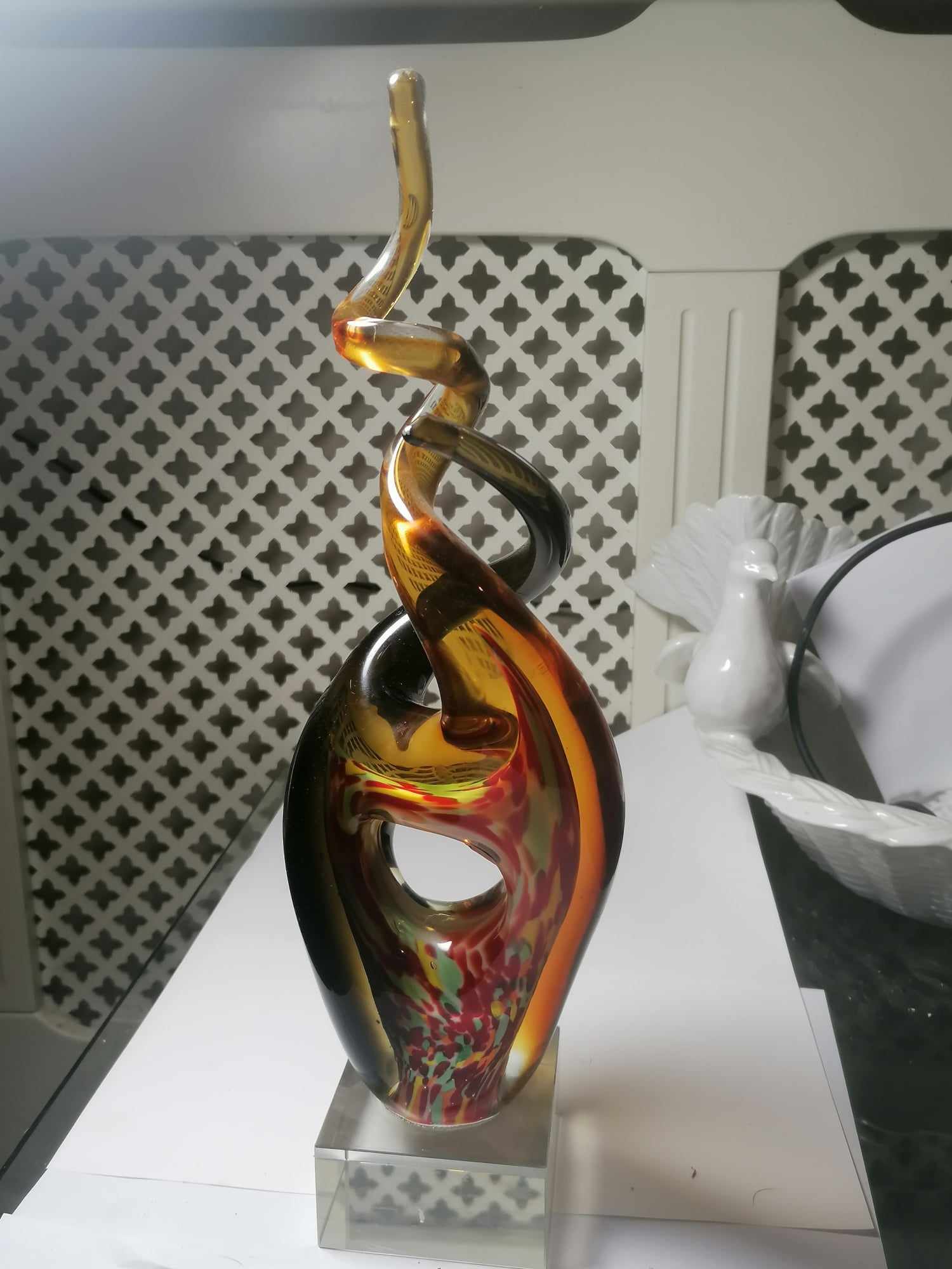 Murano Love Knot Sculpture Multi Coloured 38cm 2.2 Kilo Signed No chips or Cracks