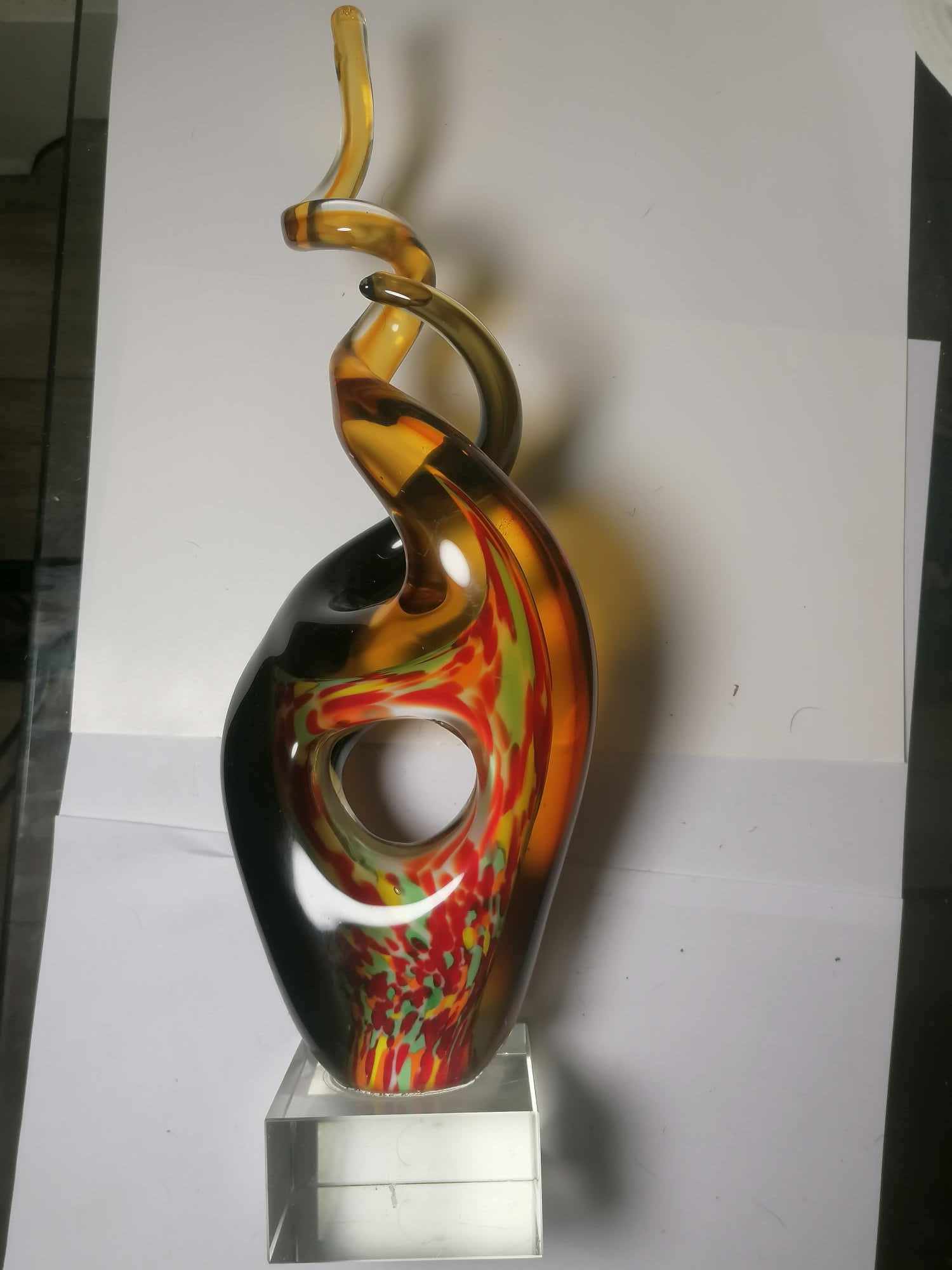 Murano Love Knot Sculpture Multi Coloured 38cm 2.2 Kilo Signed No chips or Cracks