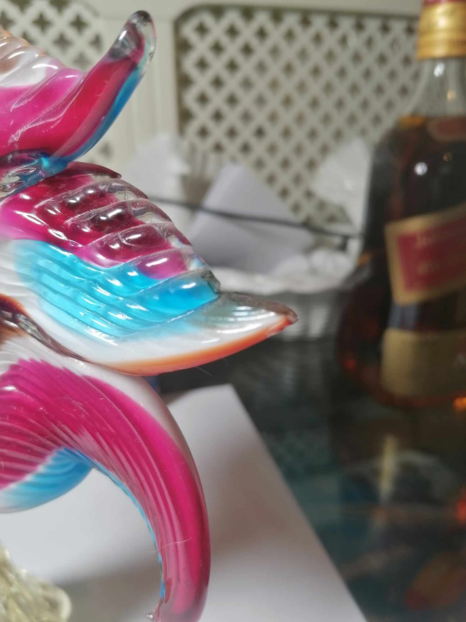 Murano Bejewelled Cockerel 36cm 1.5 Kilo Slight nibble on end of Middle tail feather see picture 4