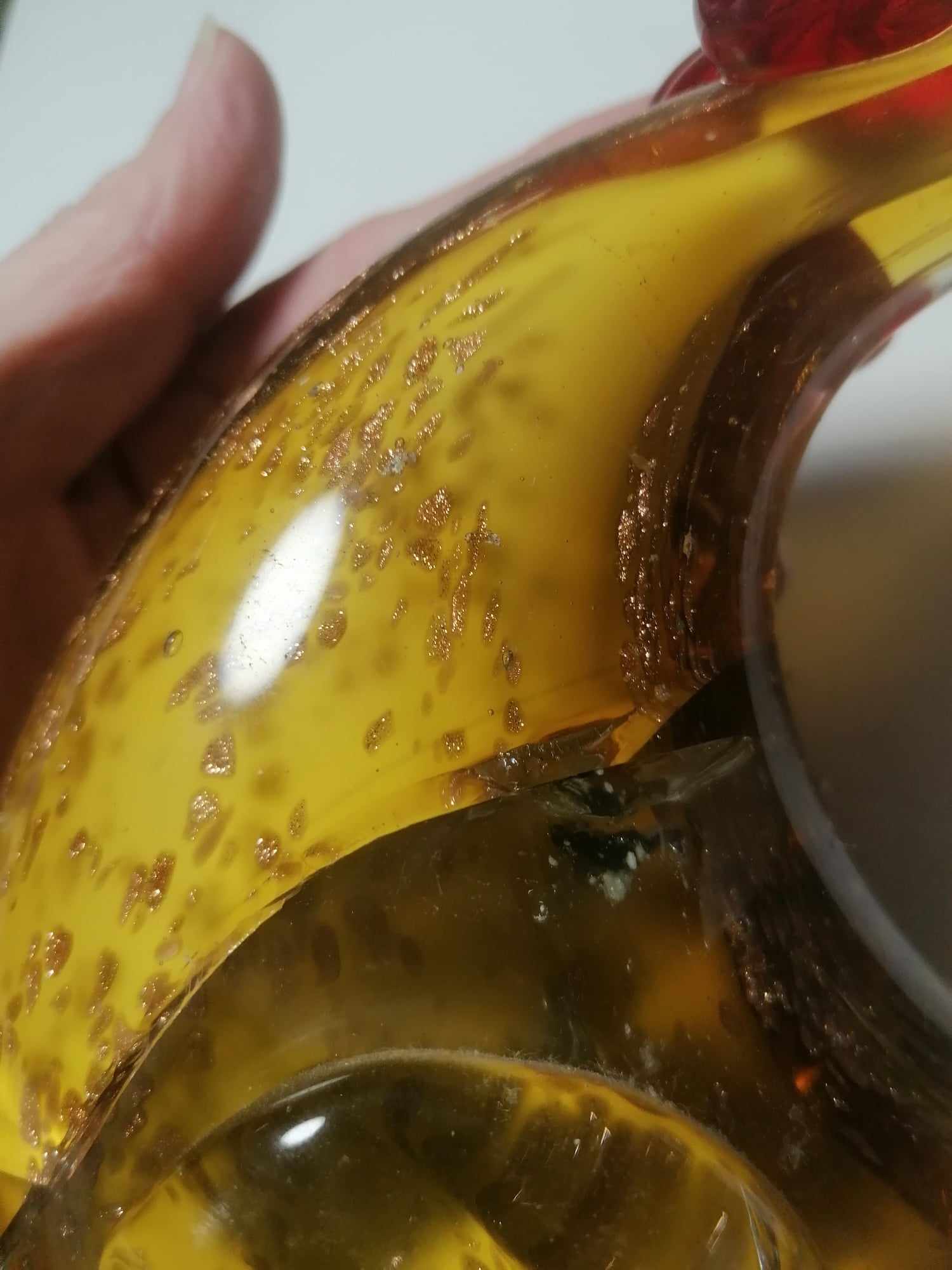 Murano Real Gold fleck Cockerel 25cm 1.5 Kilo  few cracks thruout 