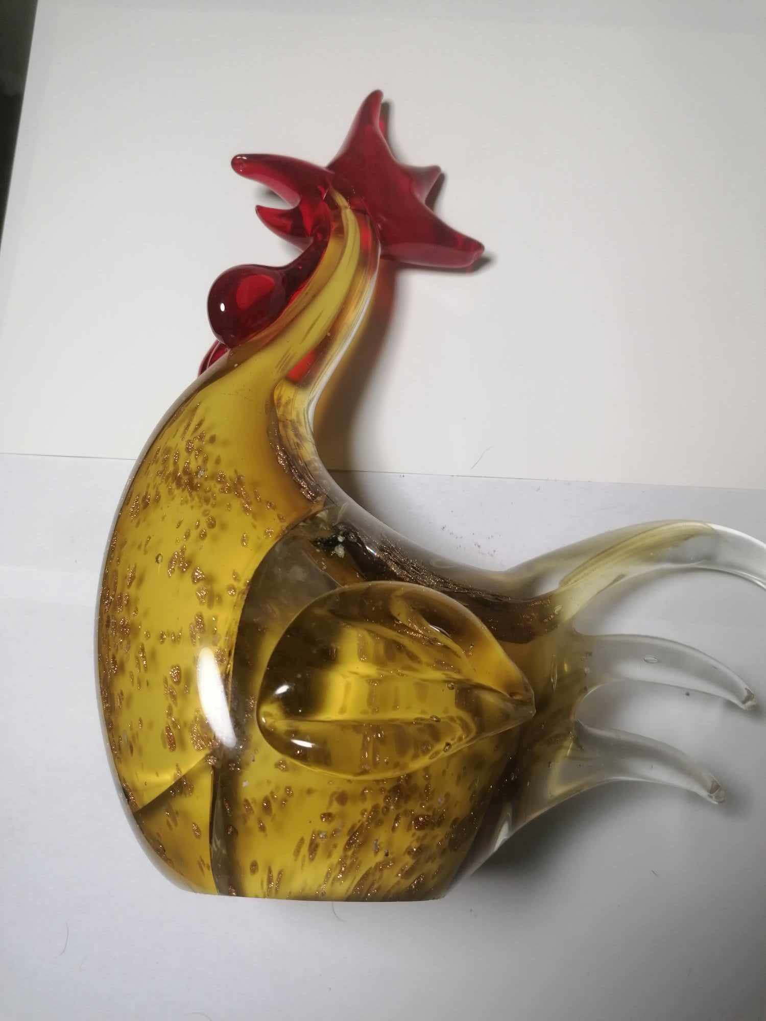 Murano Real Gold fleck Cockerel 25cm 1.5 Kilo  few cracks thruout 