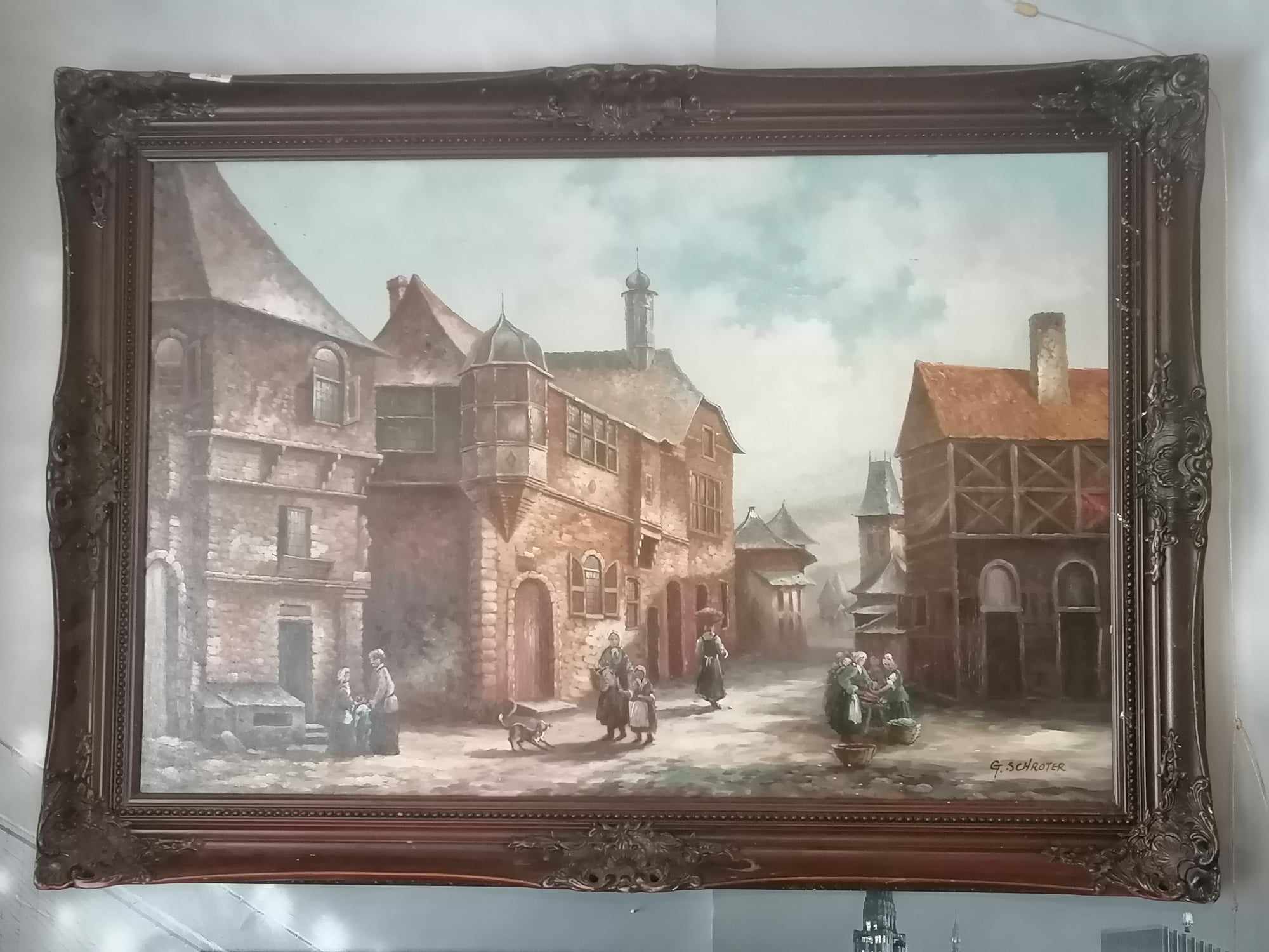 Dutch oil painting by G.SCHROTER (1928-1012) Dutch oil painting on Board 107 x 76 to frame edges
