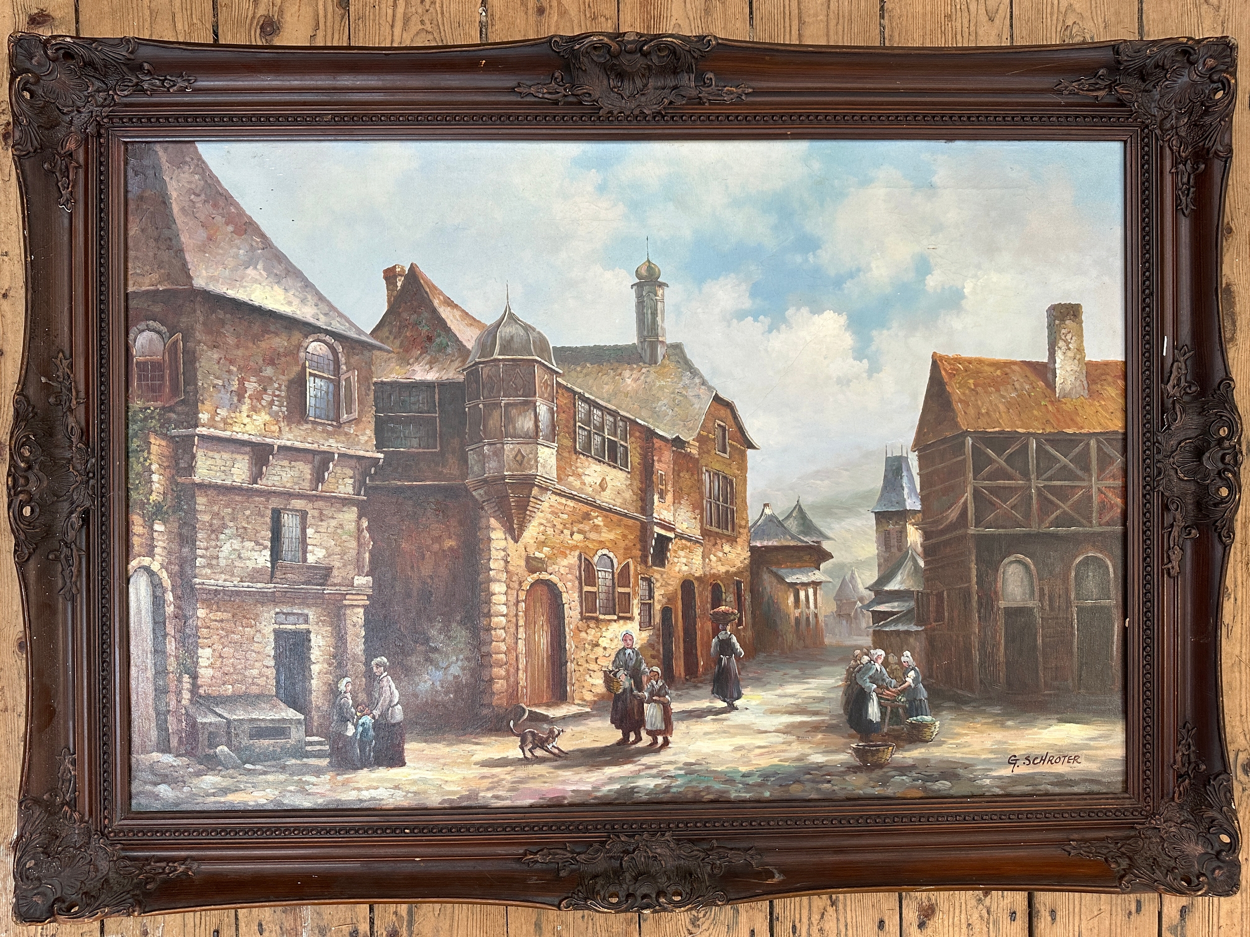 Dutch oil painting by G.SCHROTER (1928-1012) Dutch oil painting on Board 107 x 76 to frame edges