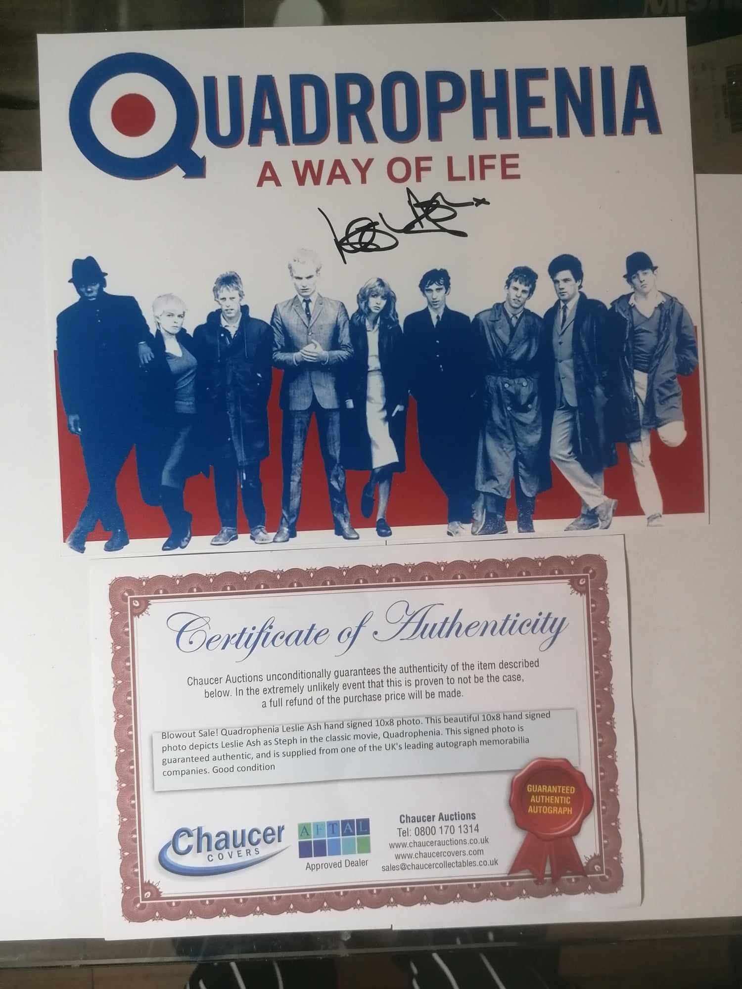 QUADROPHENIA PHOTO CARD WITH LESLIE ASH AUTOGRAPH AND COA as new