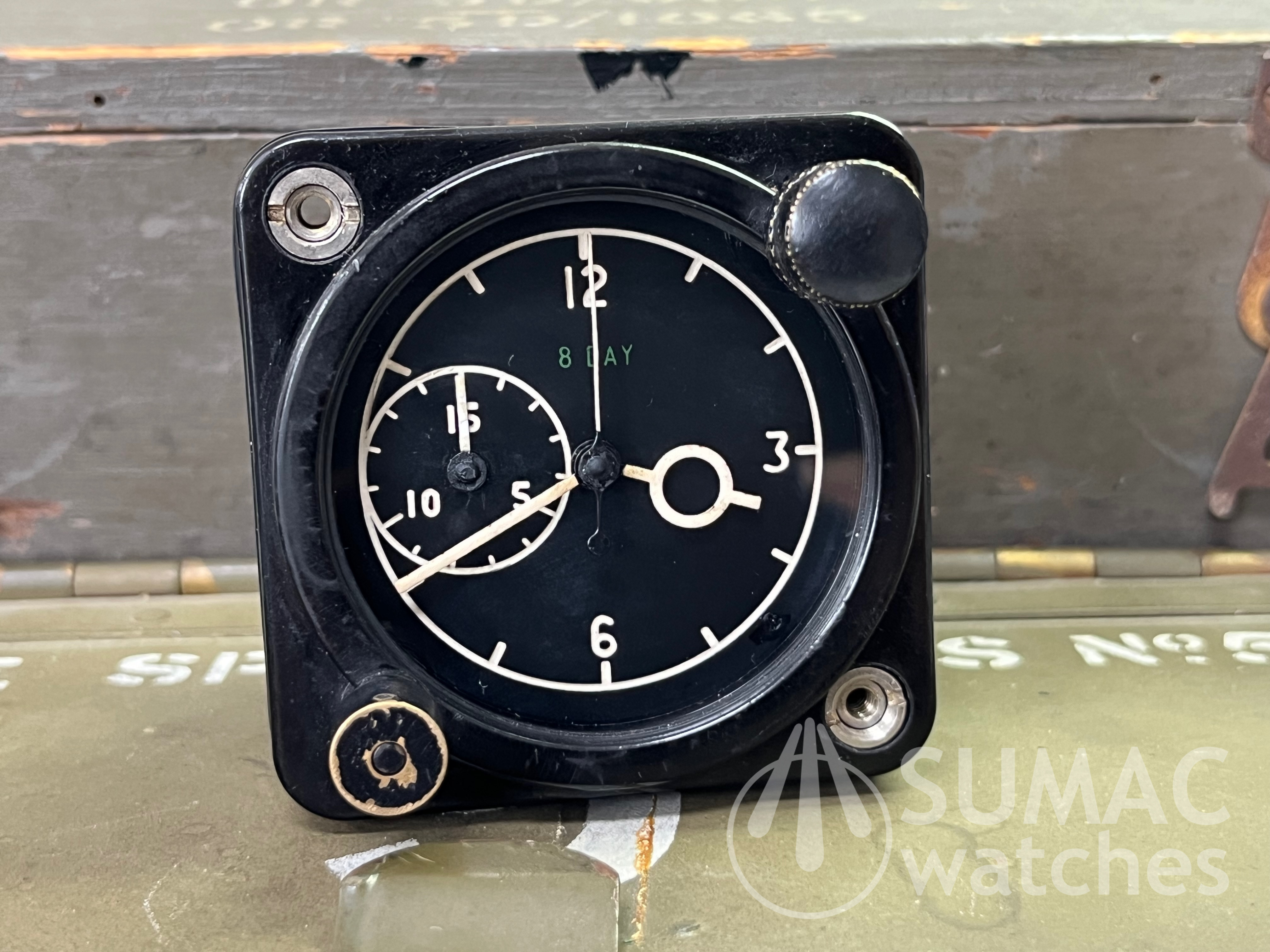 Smiths Mk 5 '8 day' MoD issue cockpit clock with stopwatch