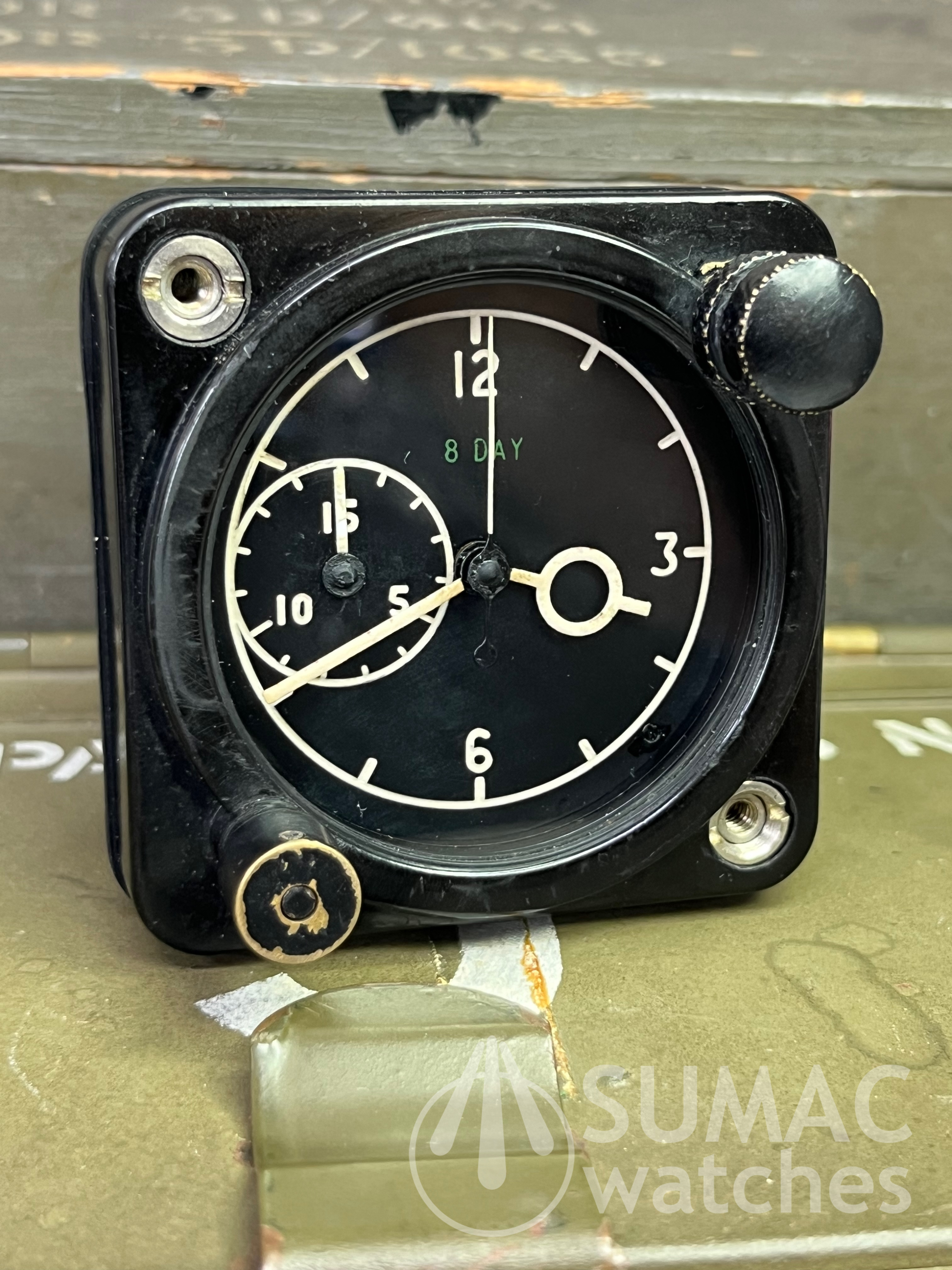 Smiths Mk 5 '8 day' MoD issue cockpit clock with stopwatch