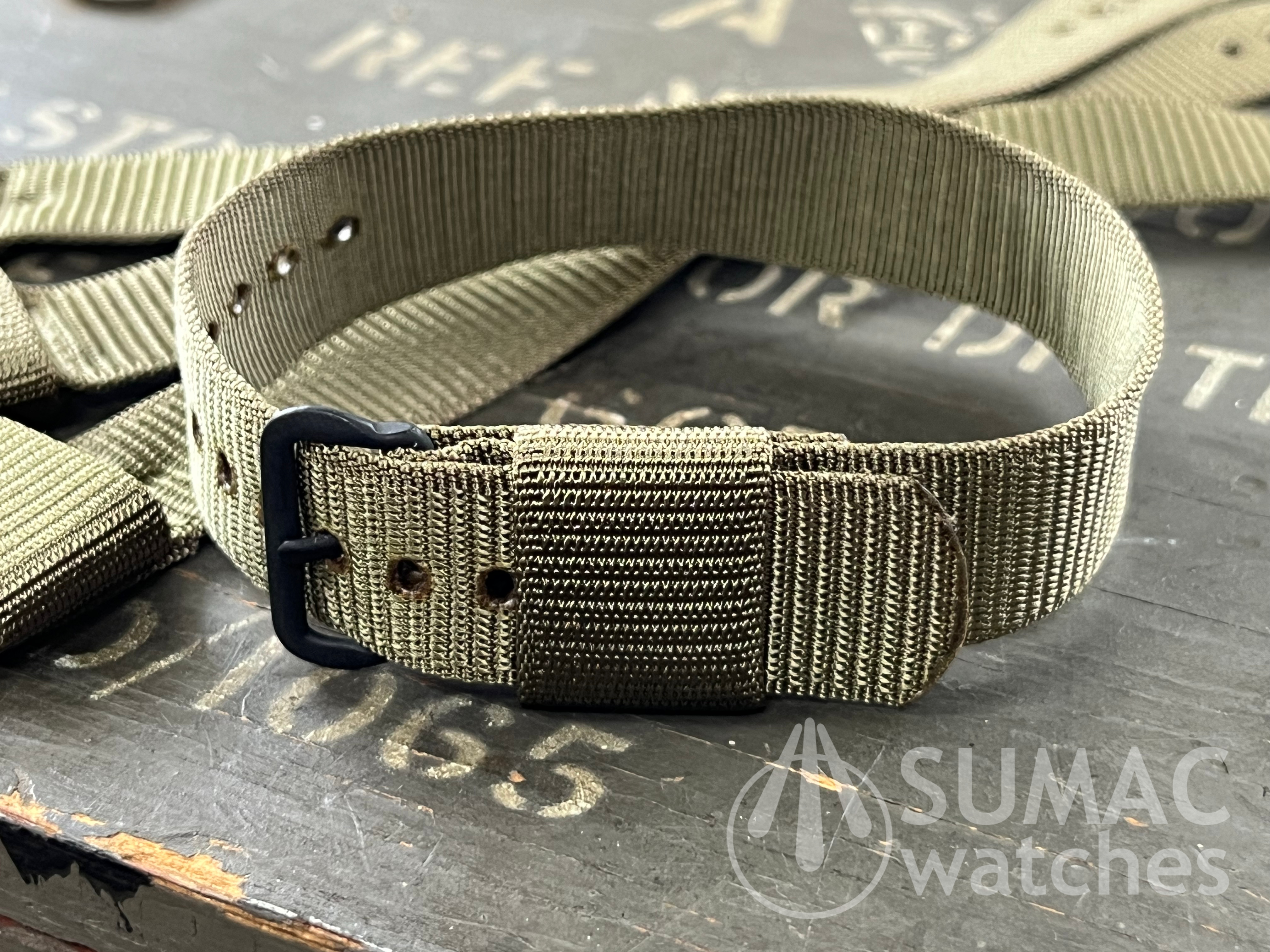 NOS 1969 16mm US Government issue olive green strap