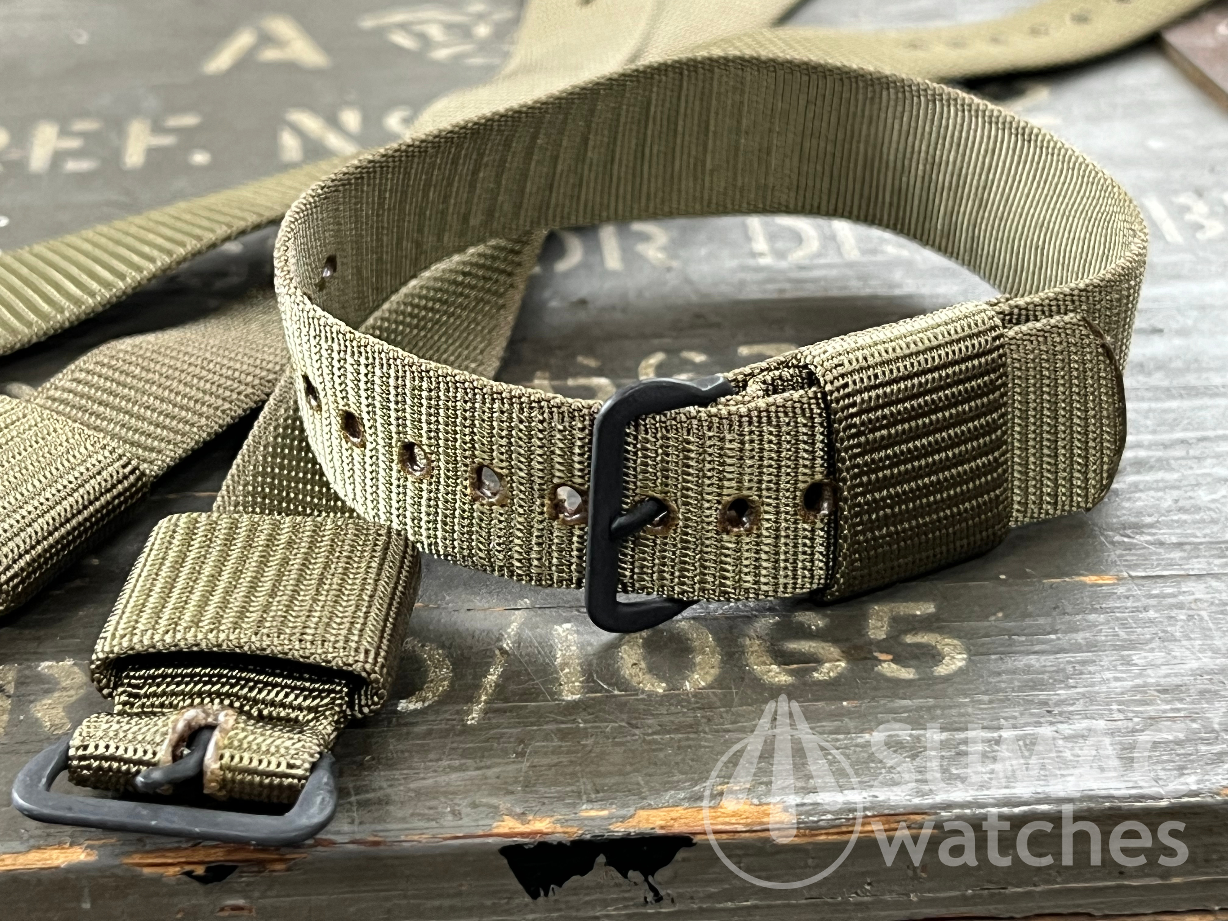 NOS 1969 16mm US Government issue olive green strap