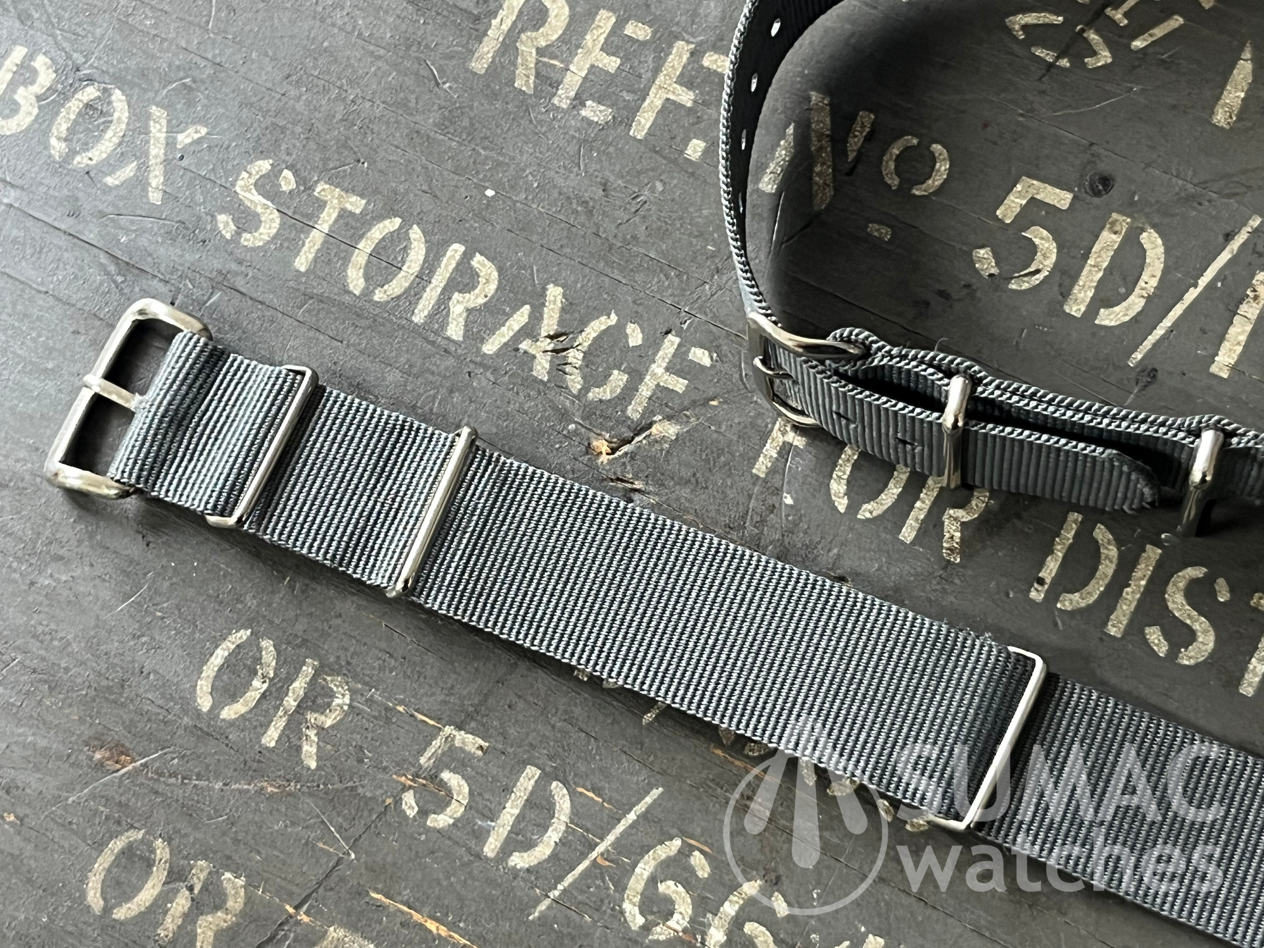 NOS 1980s 18mm MoD Phoenix-type heat-bonded grey strap