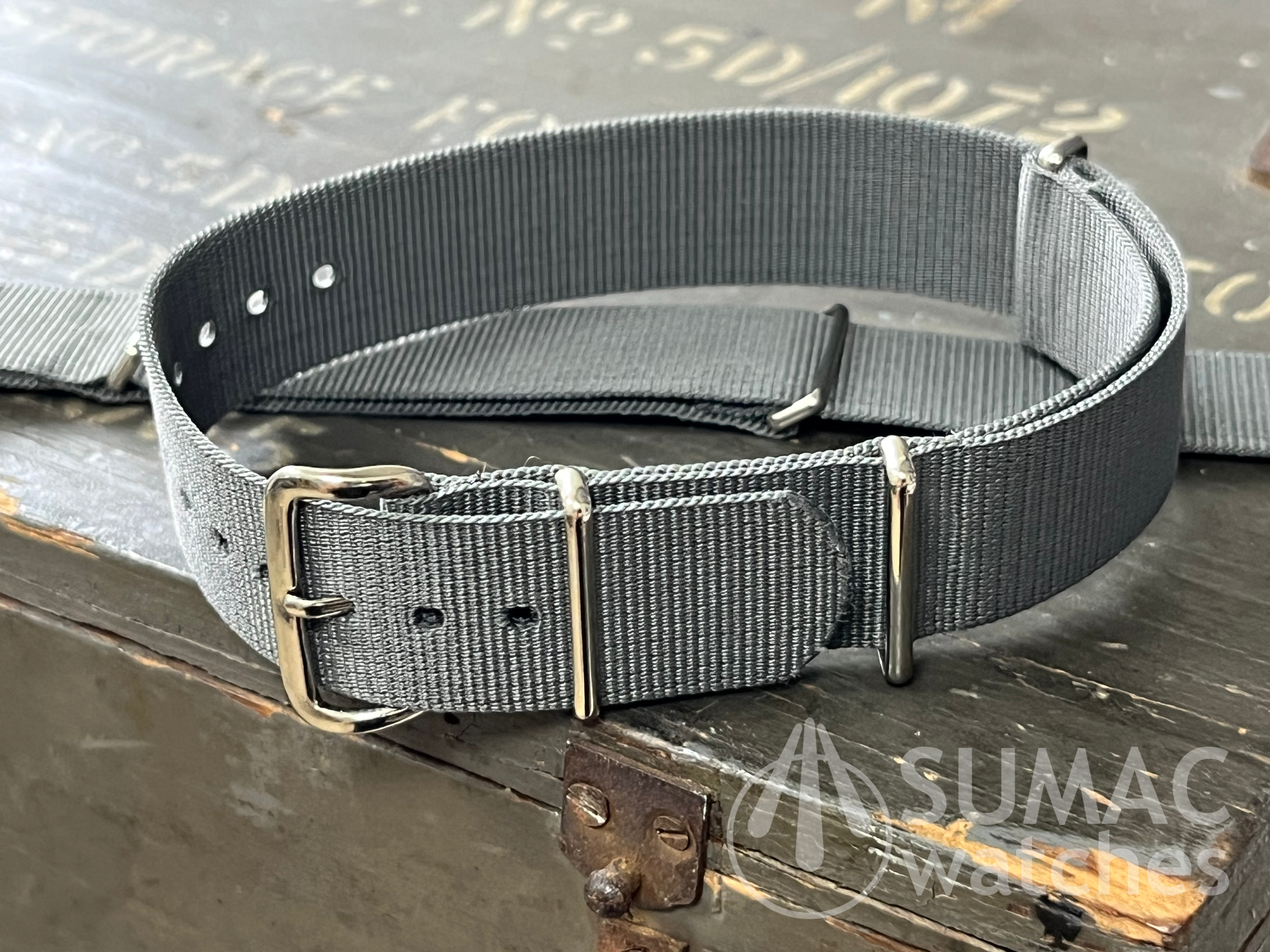 NOS 1980s 18mm MoD Phoenix-type heat-bonded grey strap