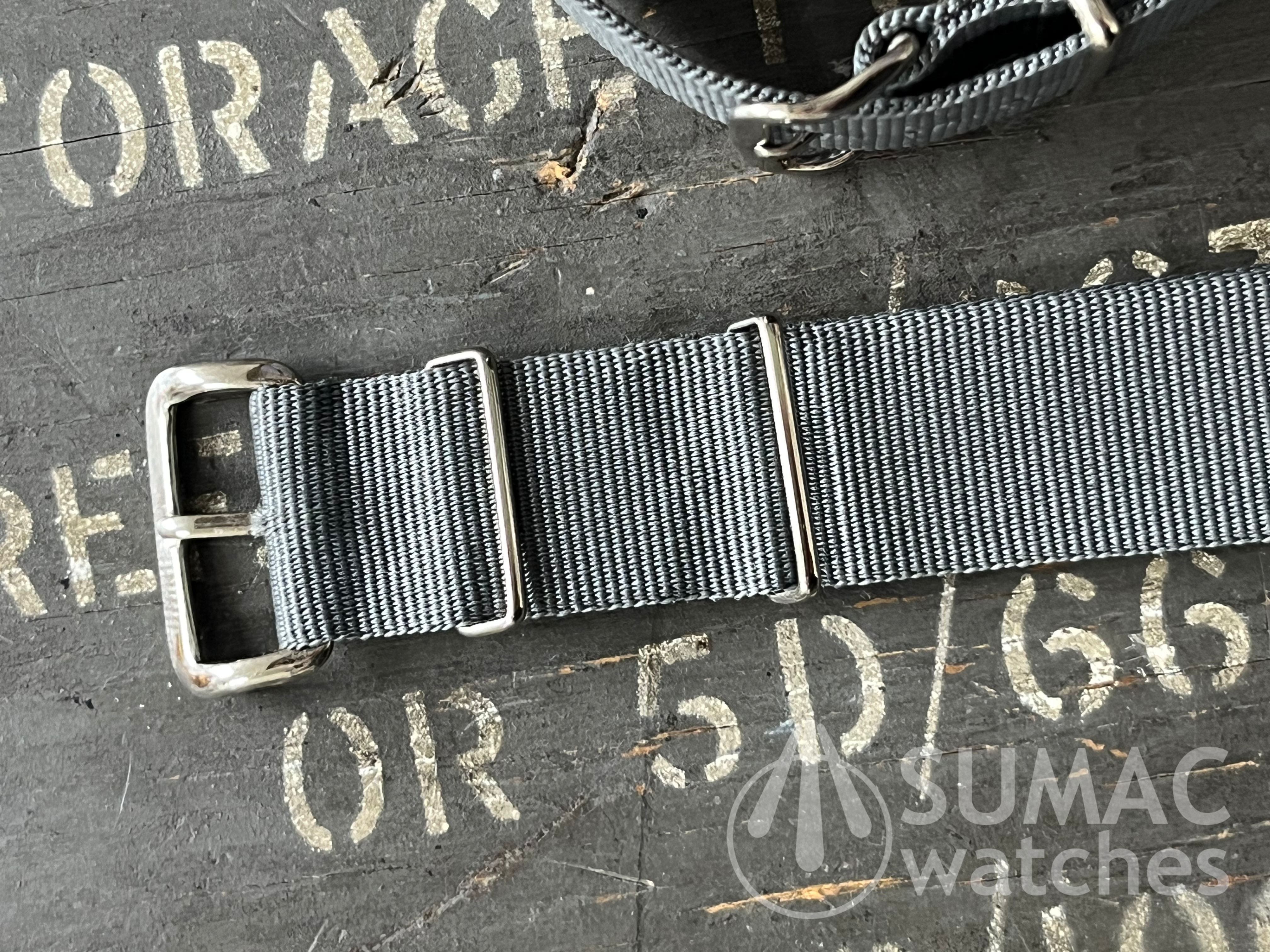 NOS 1980s 18mm MoD Phoenix-type heat-bonded grey strap