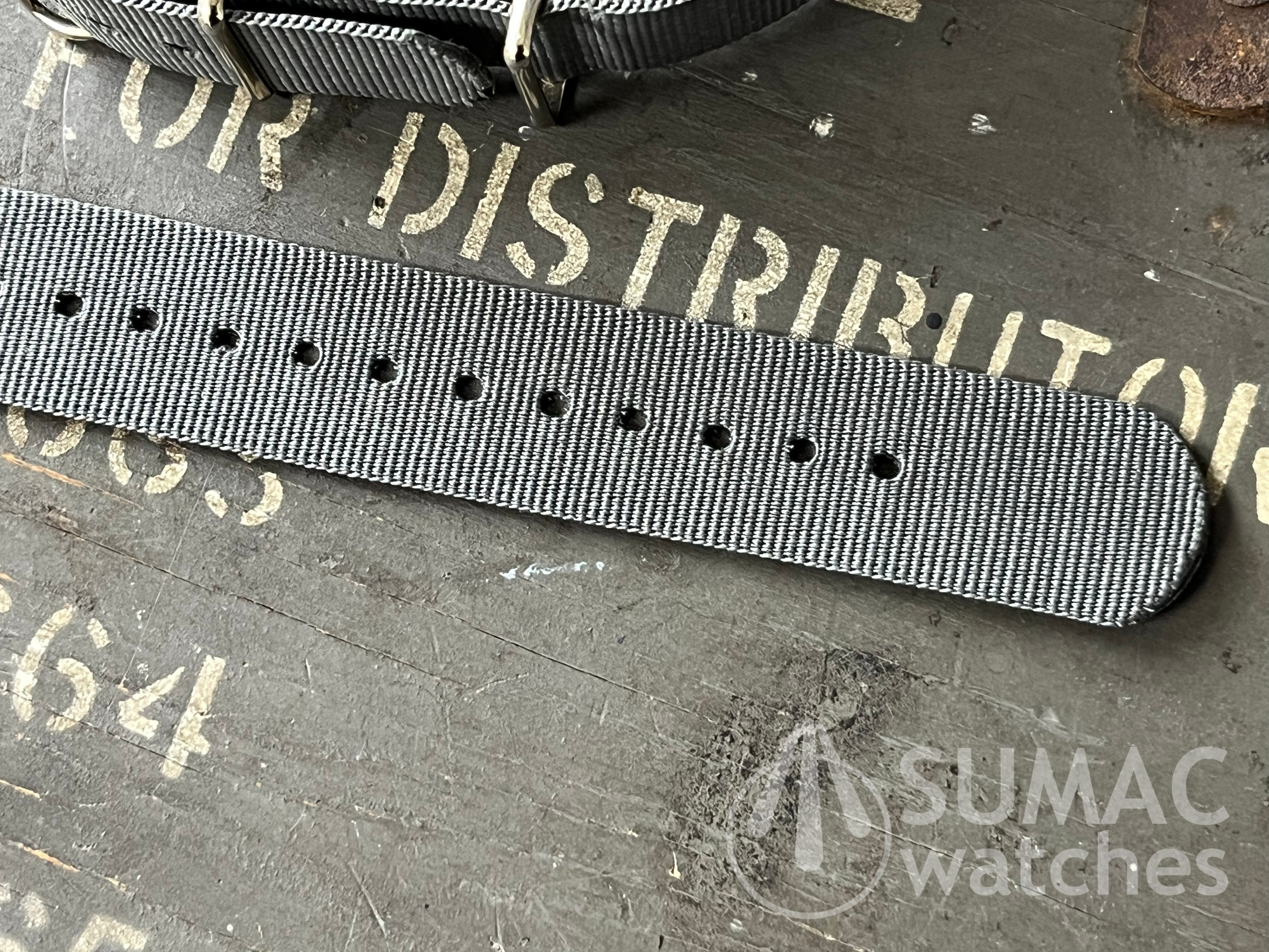 NOS 1980s 18mm MoD Phoenix-type heat-bonded grey strap