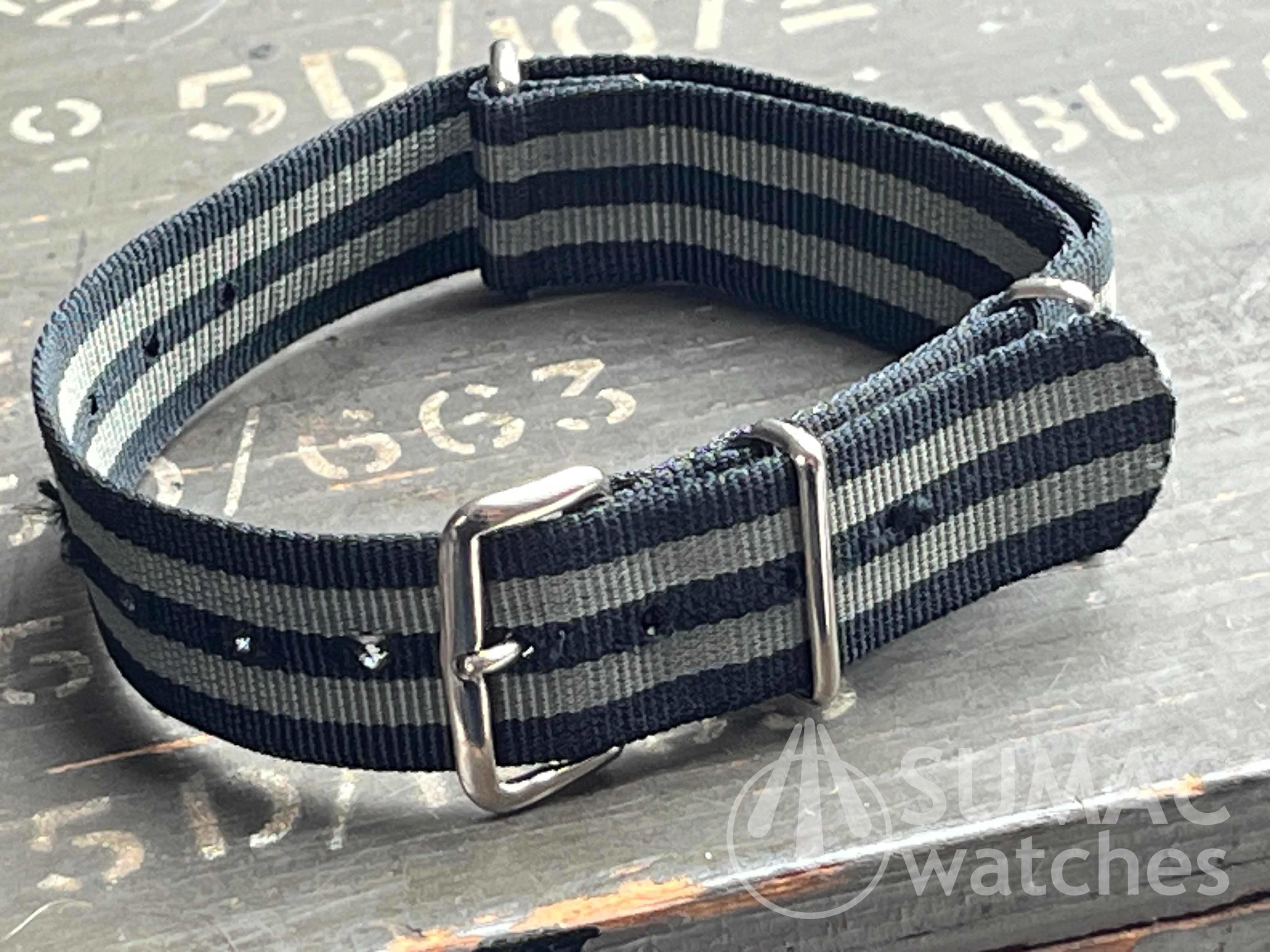 Vintage used 18mm 'James Bond' Phoenix-type heat-bonded NATO strap 