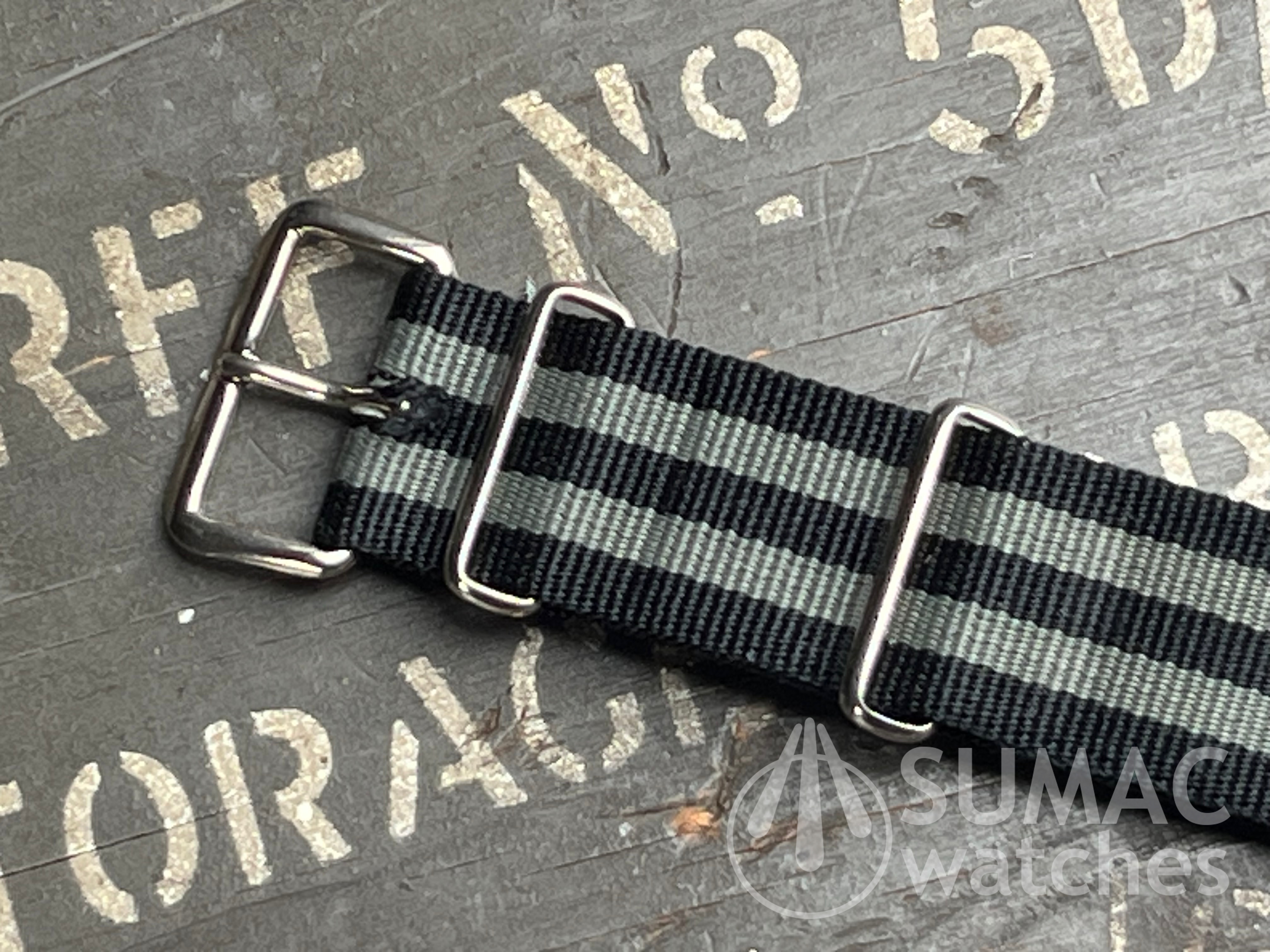 Vintage used 18mm 'James Bond' Phoenix-type heat-bonded NATO strap 