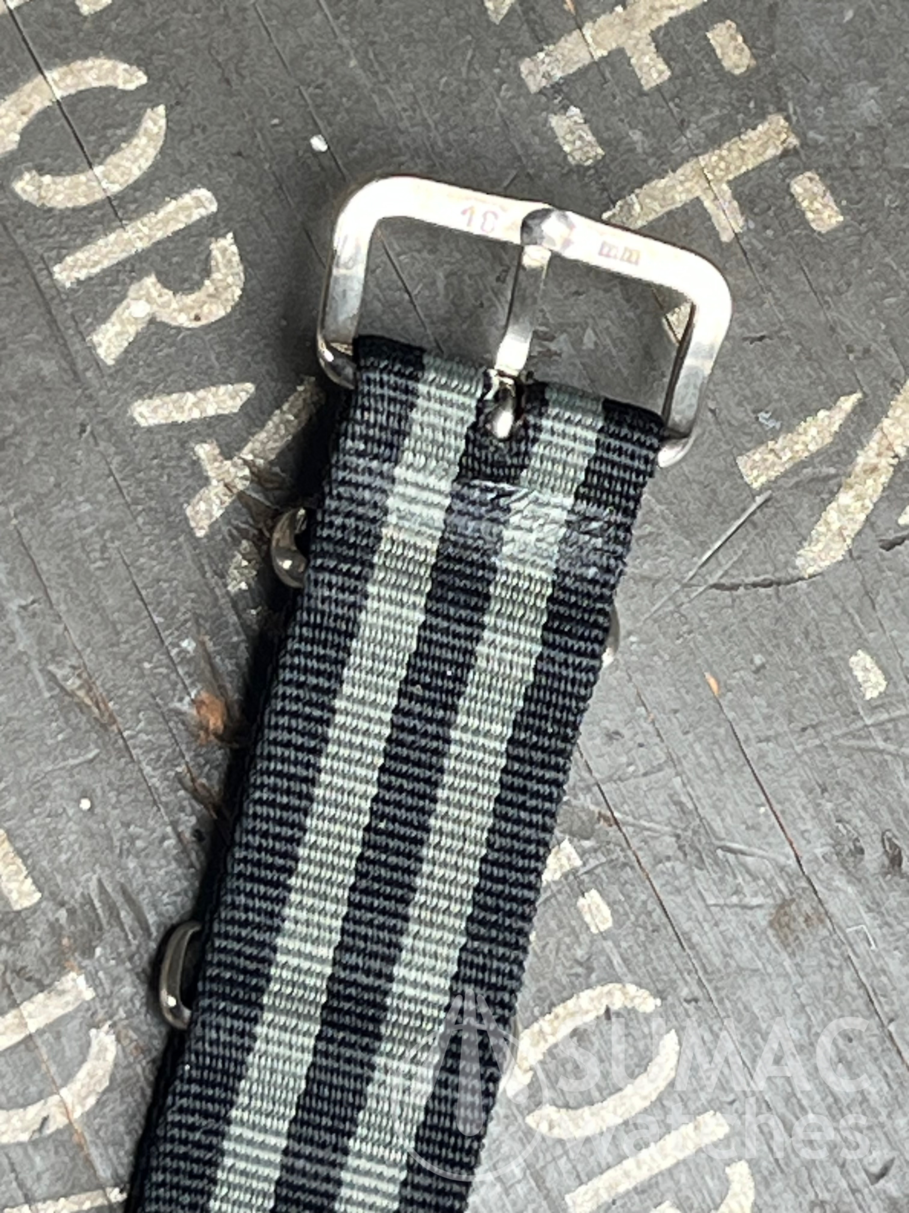 Vintage used 18mm 'James Bond' Phoenix-type heat-bonded NATO strap 