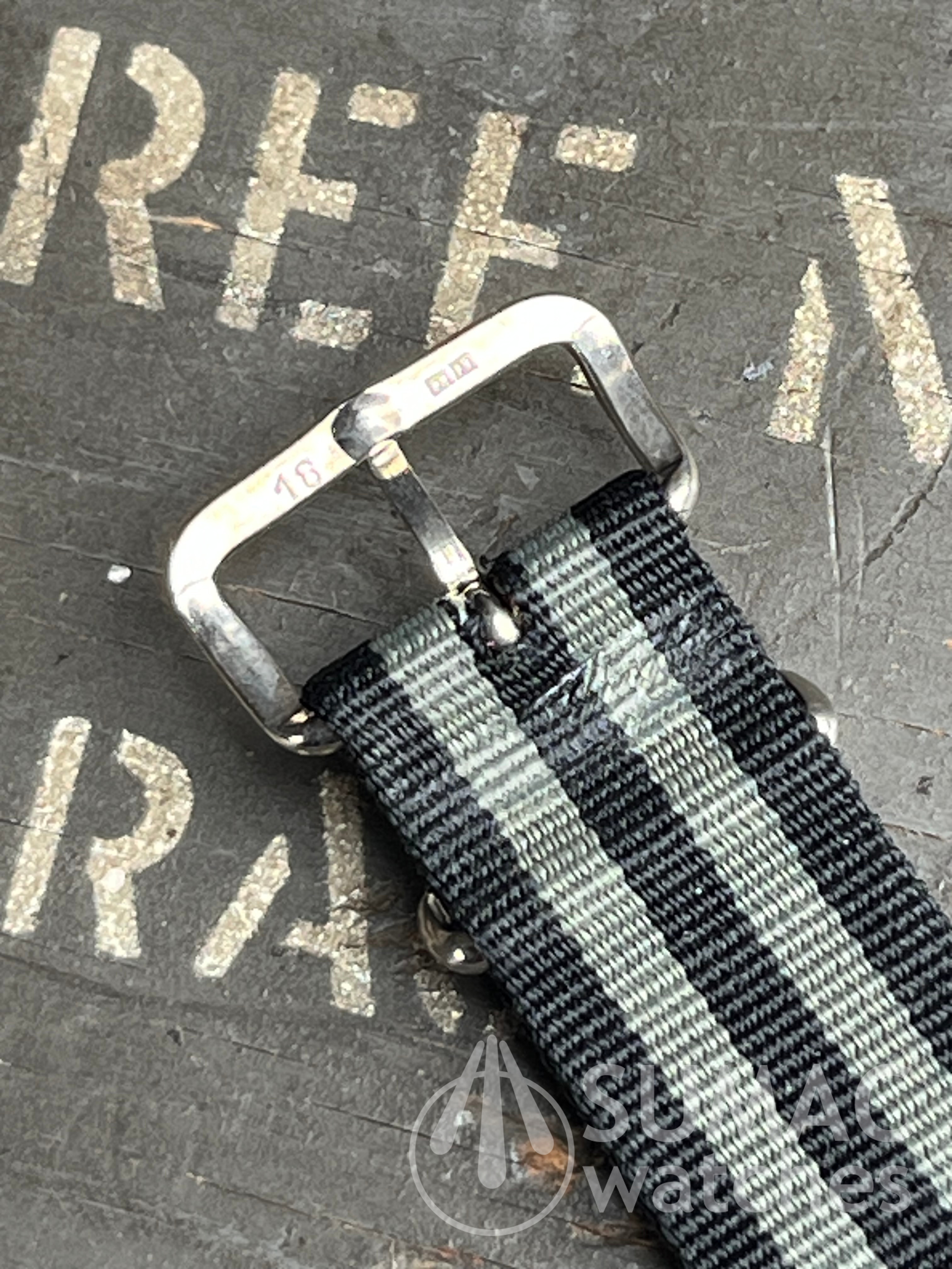 Vintage used 18mm 'James Bond' Phoenix-type heat-bonded NATO strap 