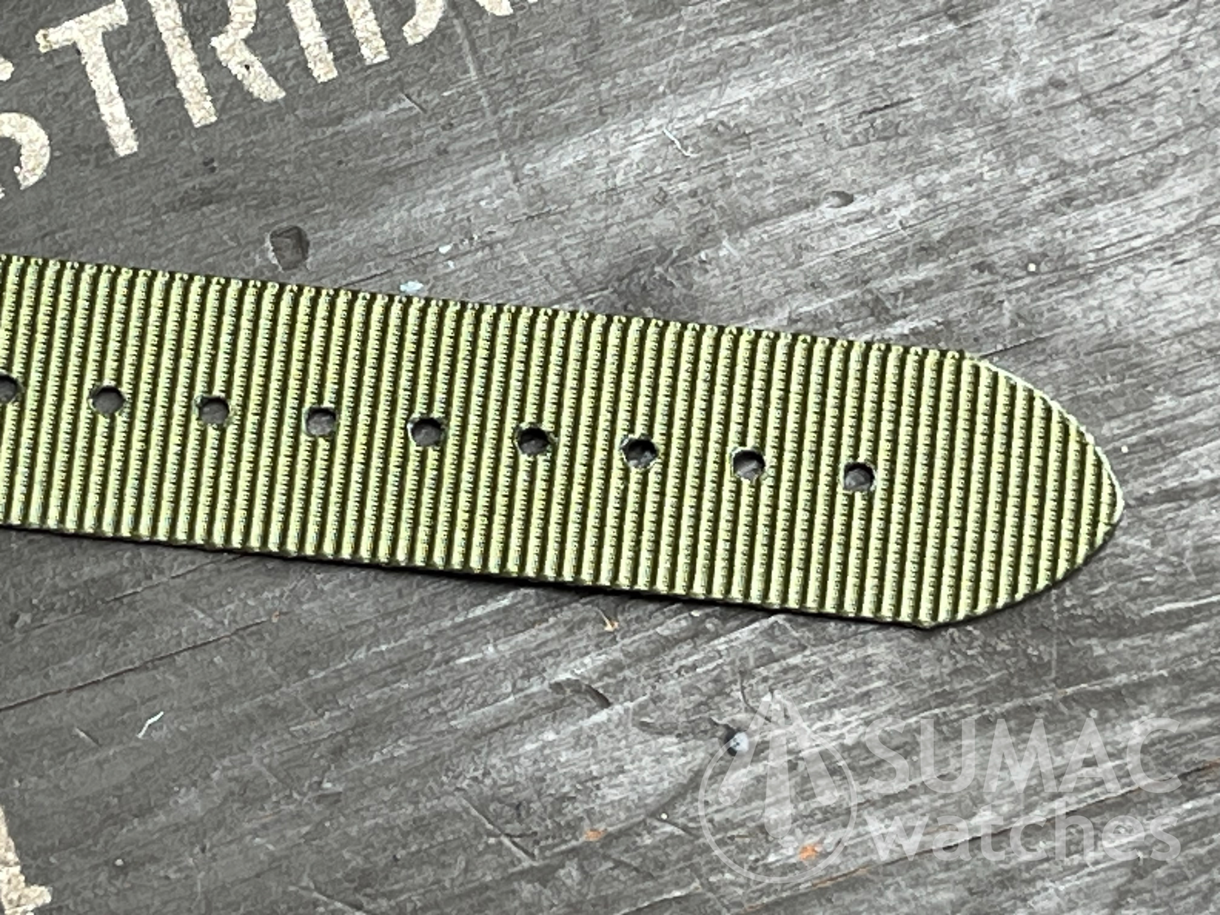 NOS 17.5mm vintage nylon single pass strap - olive green