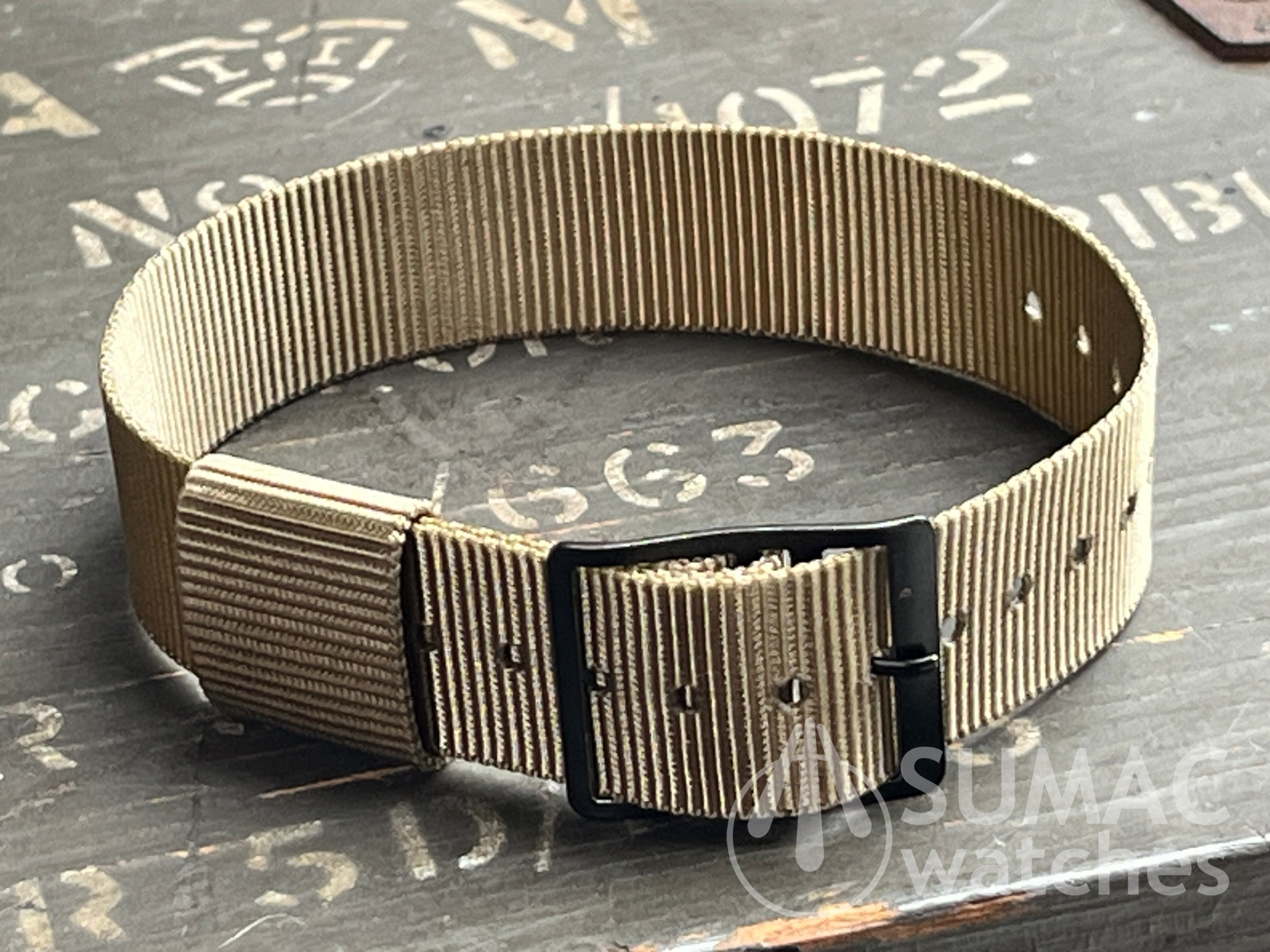 NOS 17.5mm vintage nylon single pass strap - khaki