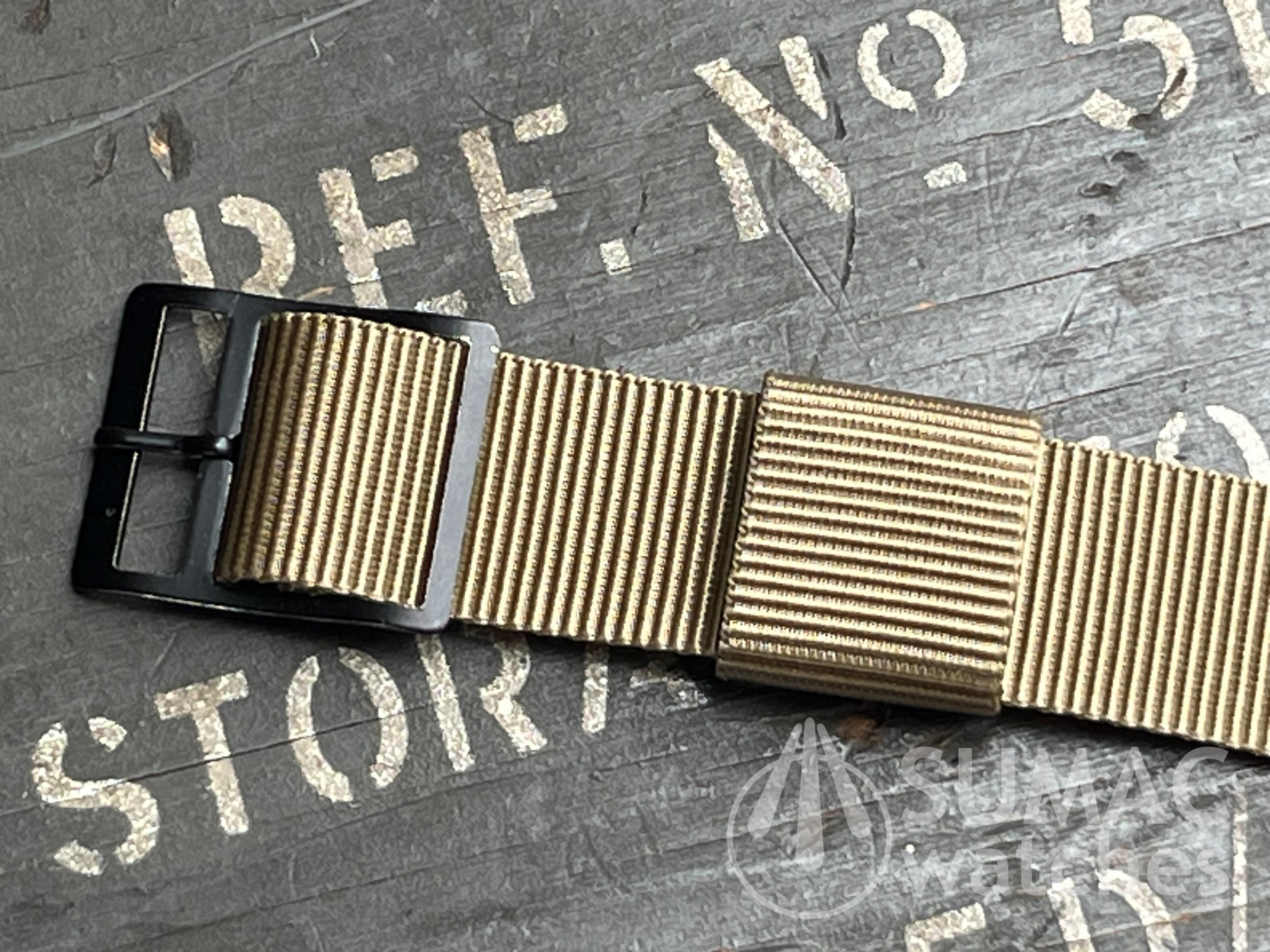 NOS 17.5mm vintage nylon single pass strap - khaki