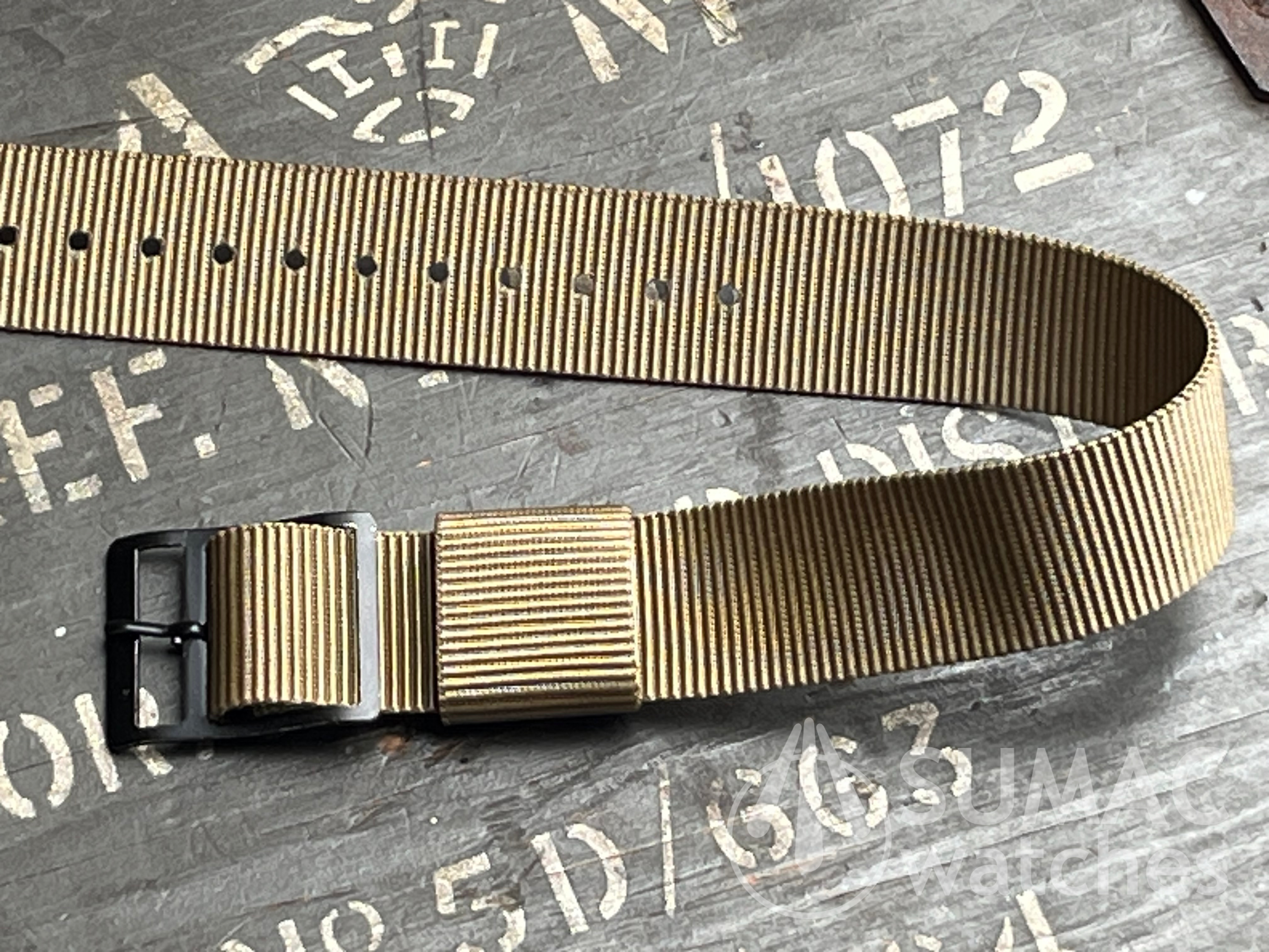 NOS 17.5mm vintage nylon single pass strap - khaki