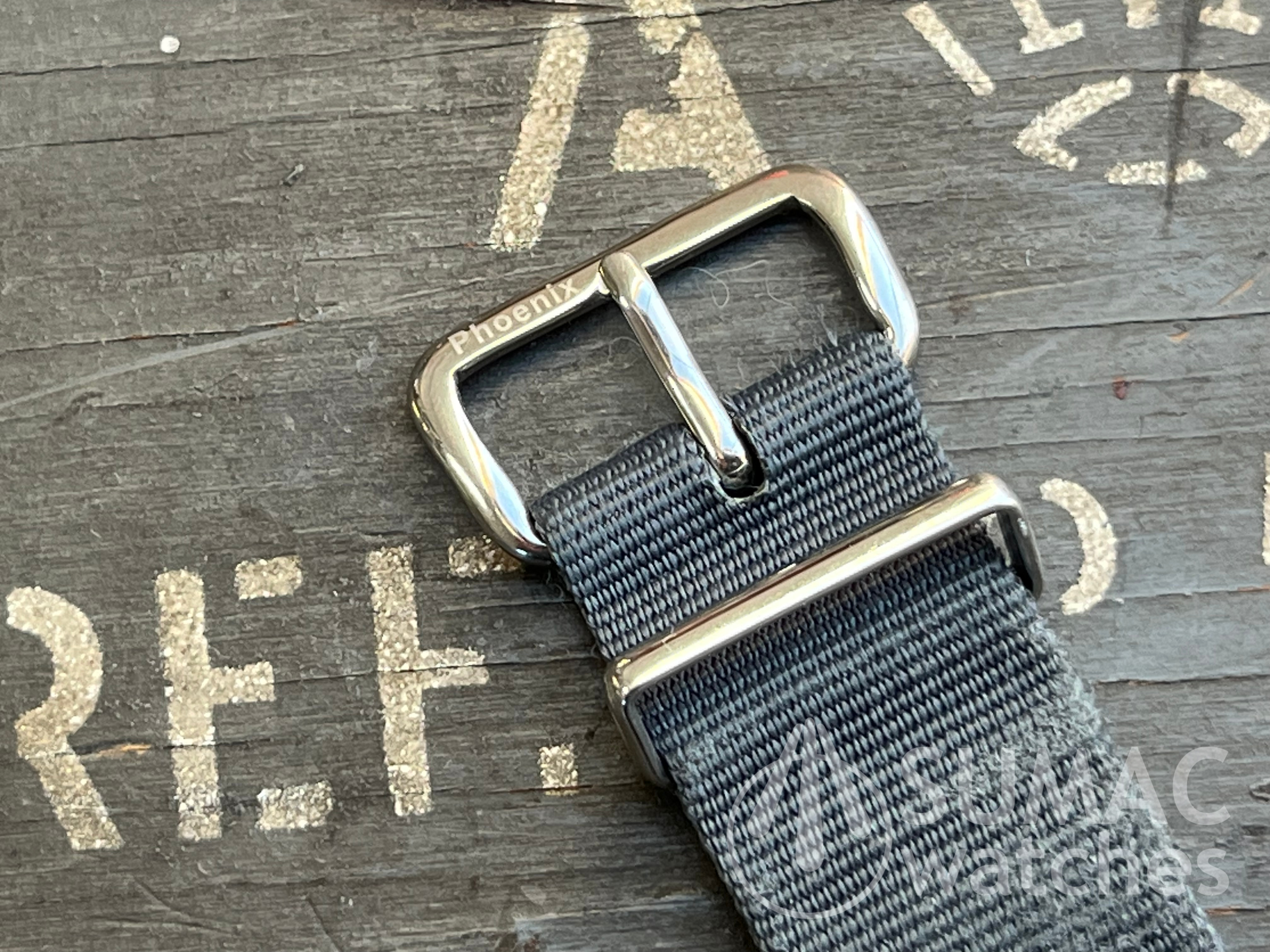 Used vintage 18mm MoD issued Phoenix heat-bonded grey strap (ref #30)