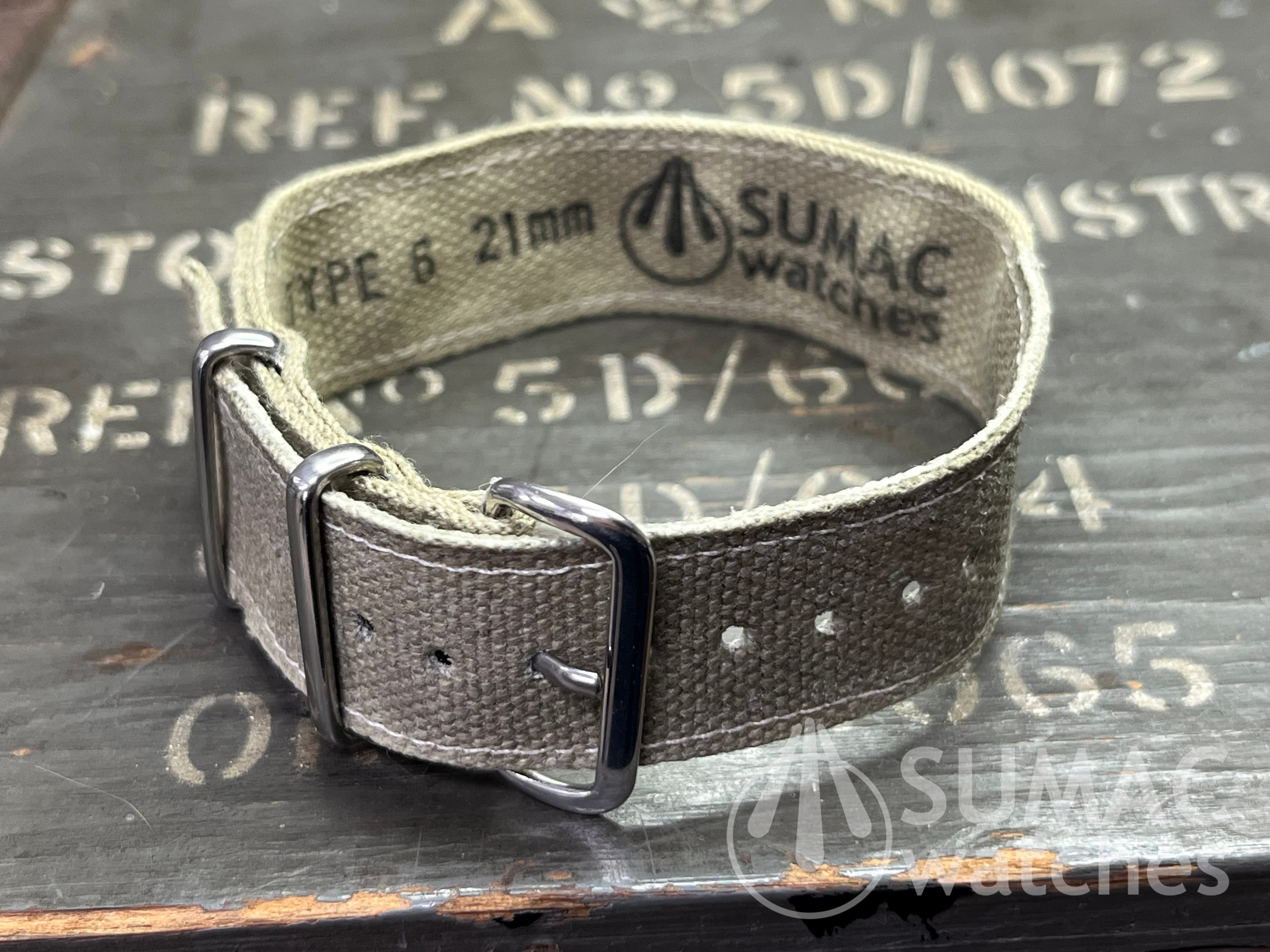 SE Type 6 - 21mm khaki canvas webbing strap