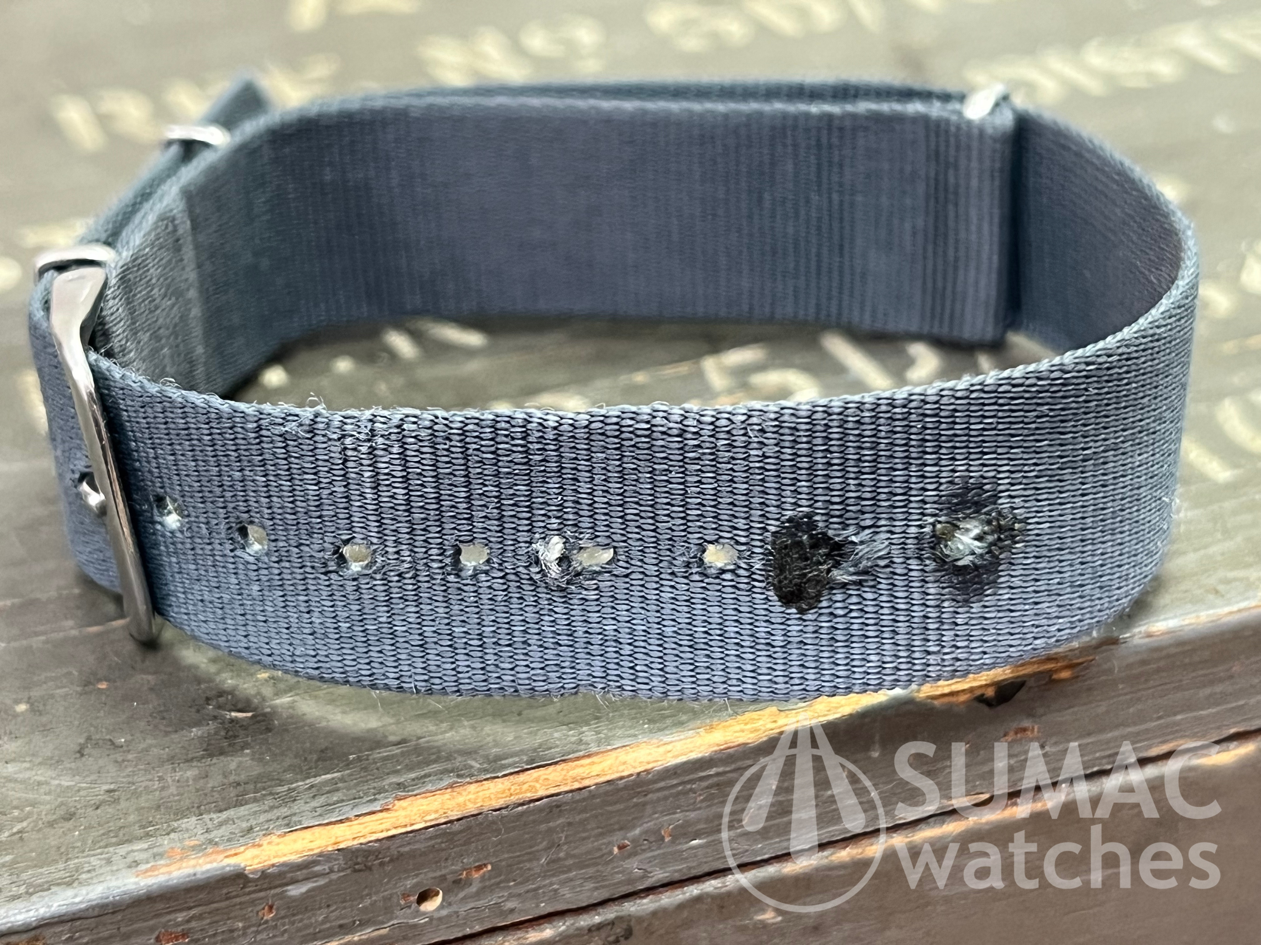 Used 1990s 18mm MoD issued Phoenix-type heat-bonded grey strap (our ref. #21)
