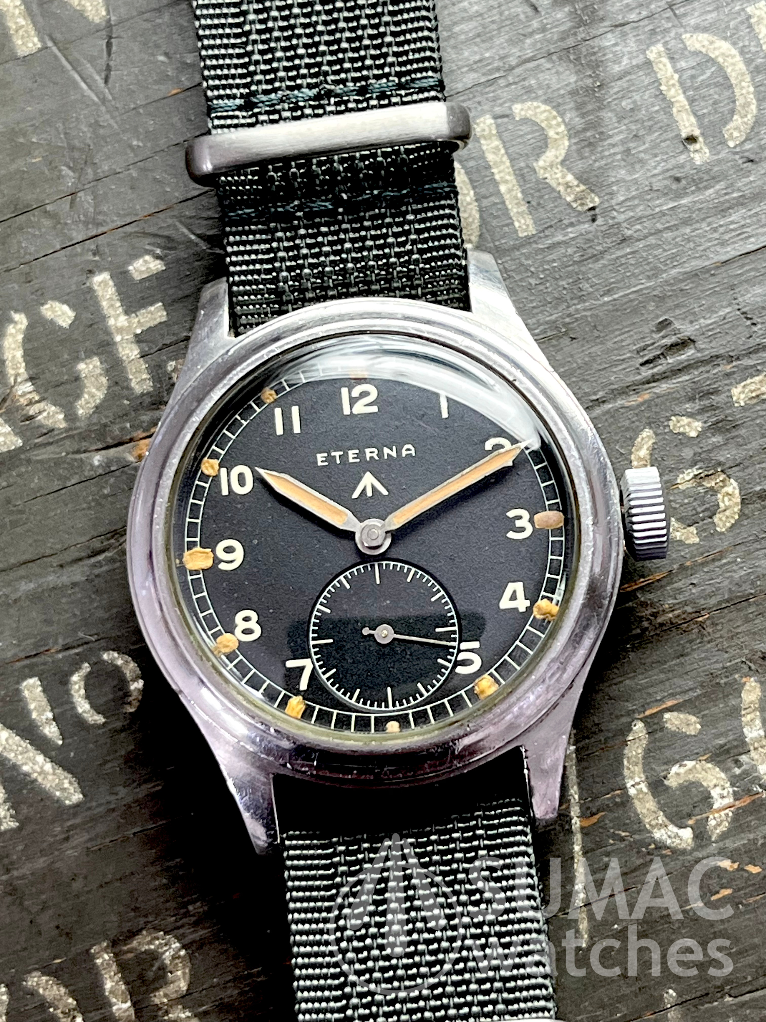 1944/45 WW2 Eterna WWW 'Dirty Dozen' mechanical hand winding wristwatch