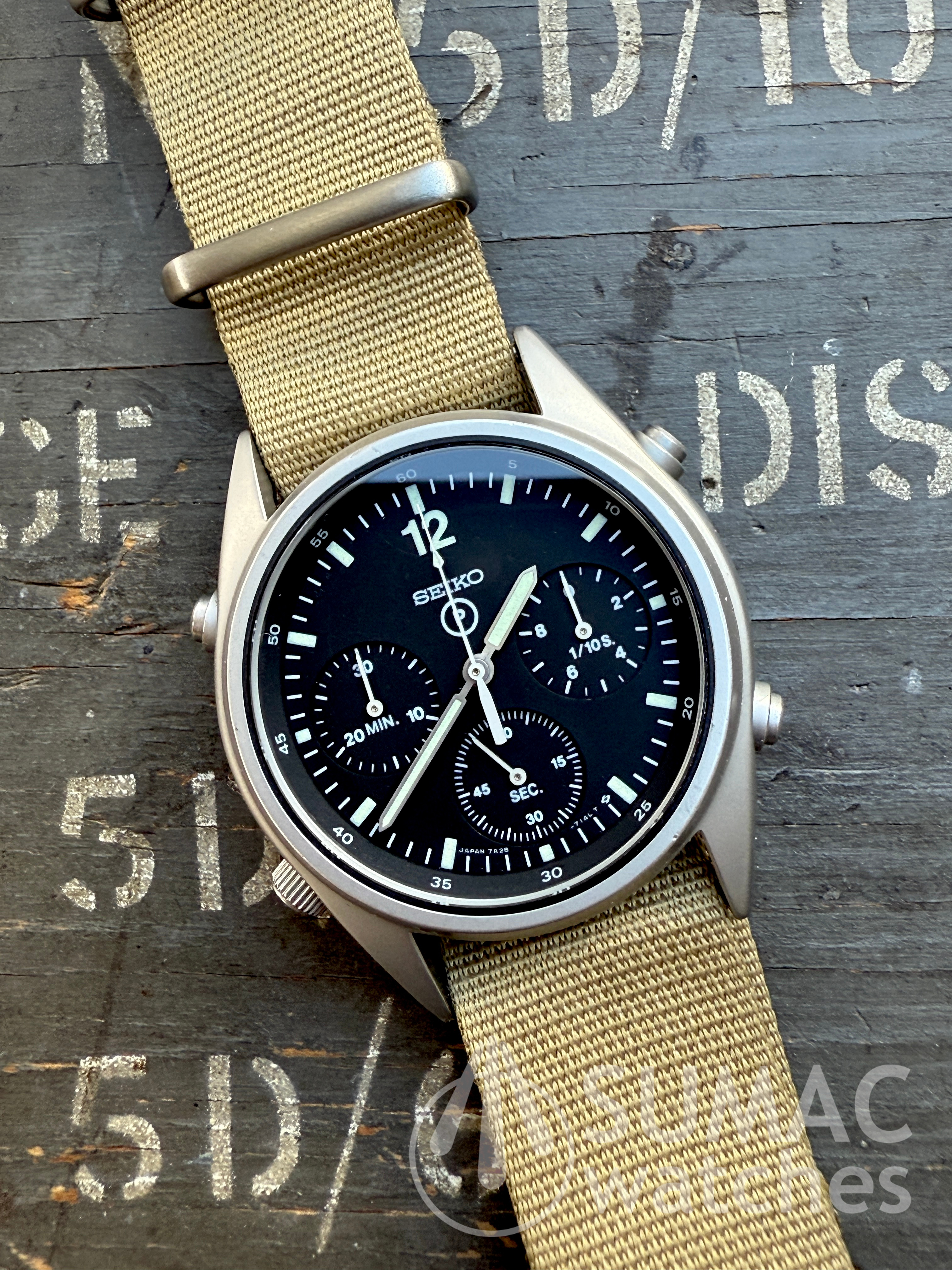 1989 Seiko 7A28-7120 'Gen 1' MoD aircrew issue chronograph