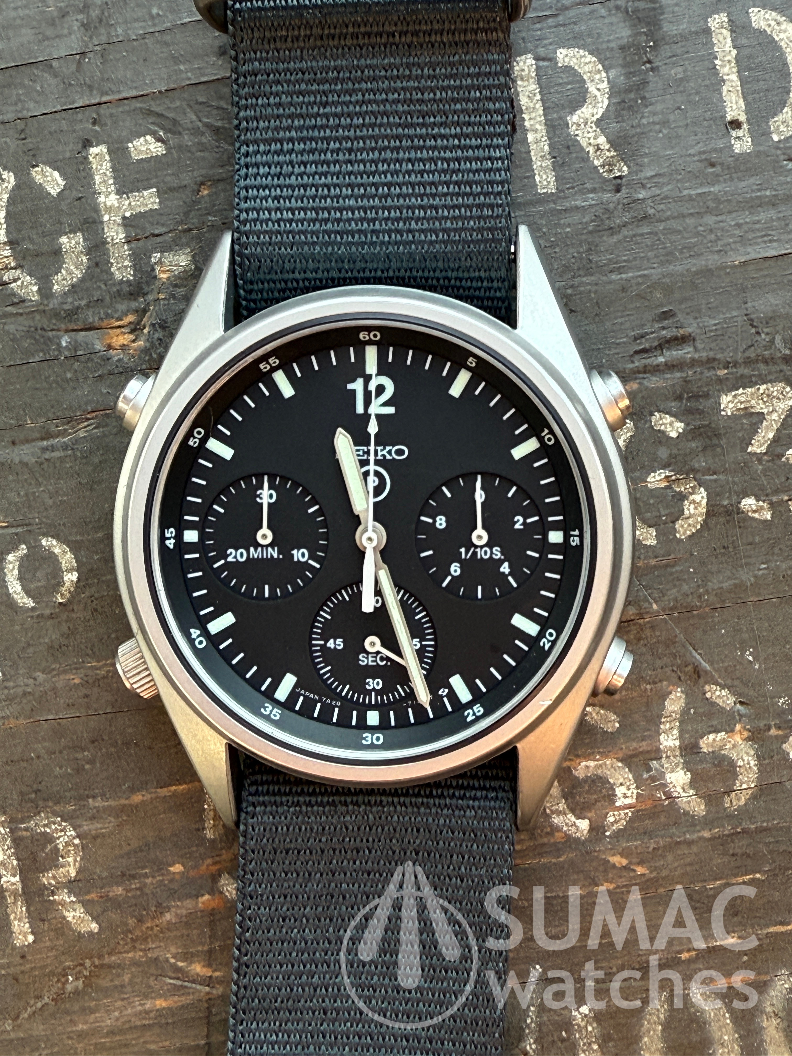 1988 Seiko 7A28-7120 'Gen 1' MoD aircrew issue chronograph