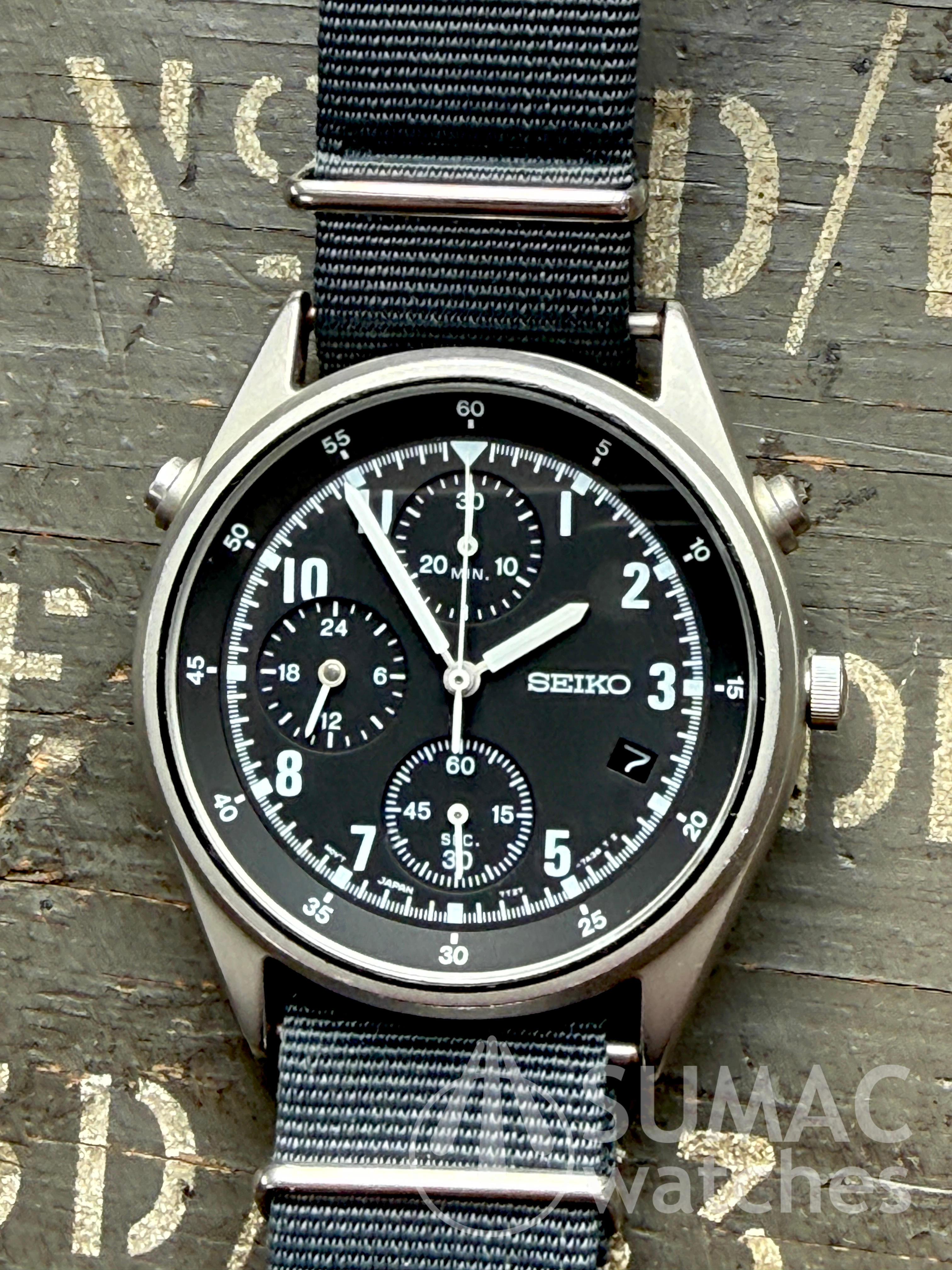 2000 Seiko 7T27-7A20 'Gen 2' non-lume nuclear submarine issue quartz chronograph 