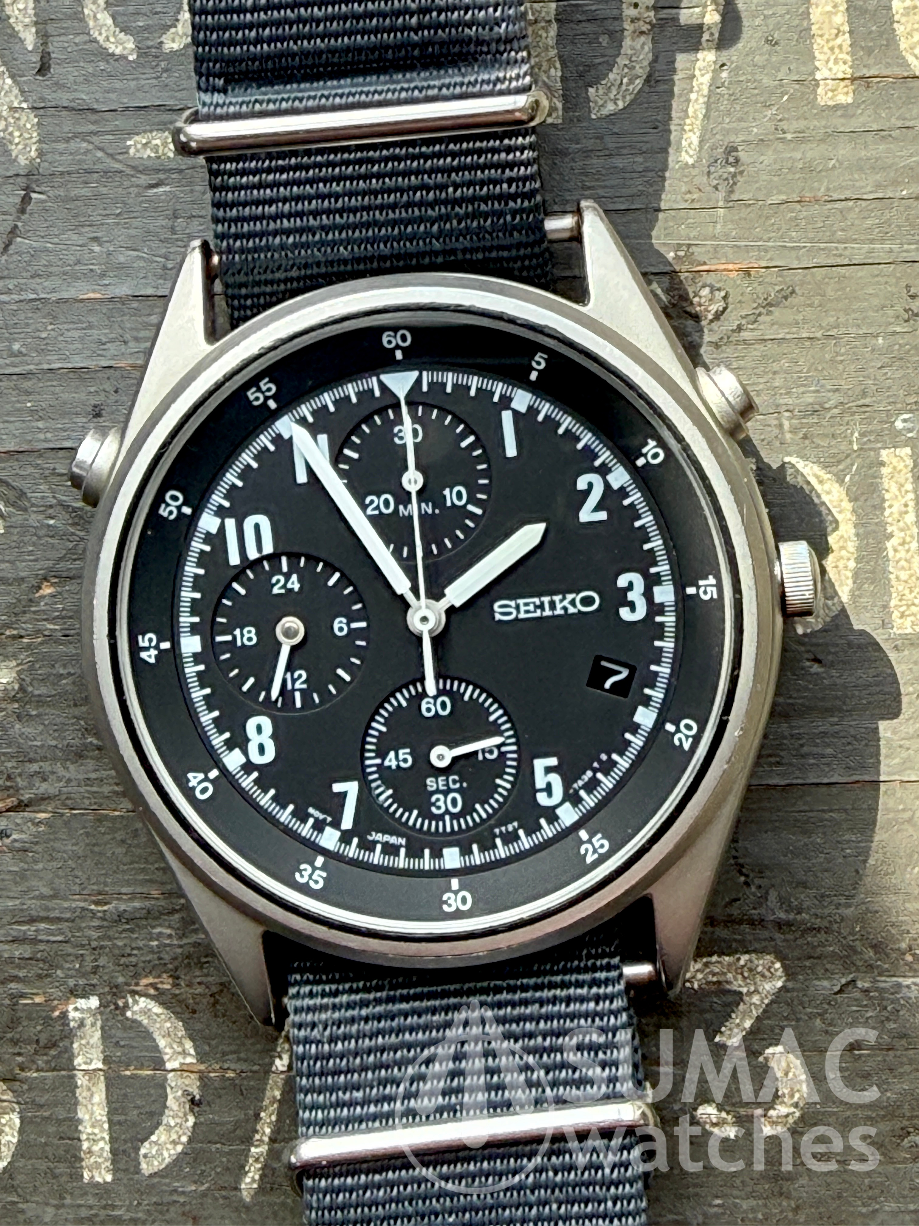2000 Seiko 7T27-7A20 'Gen 2' non-lume nuclear submarine issue quartz chronograph 