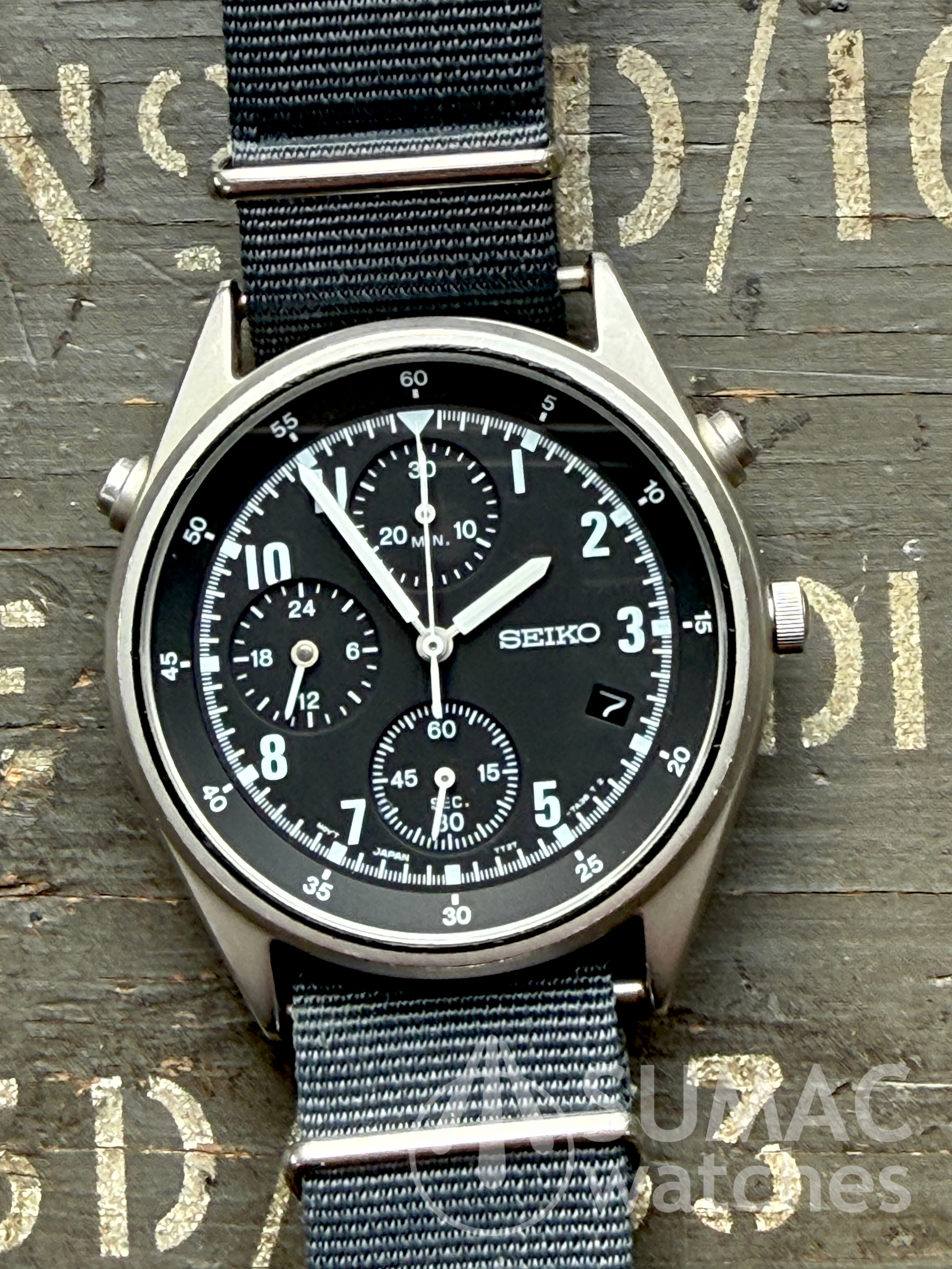 2000 Seiko 7T27-7A20 'Gen 2' non-lume nuclear submarine issue quartz chronograph 