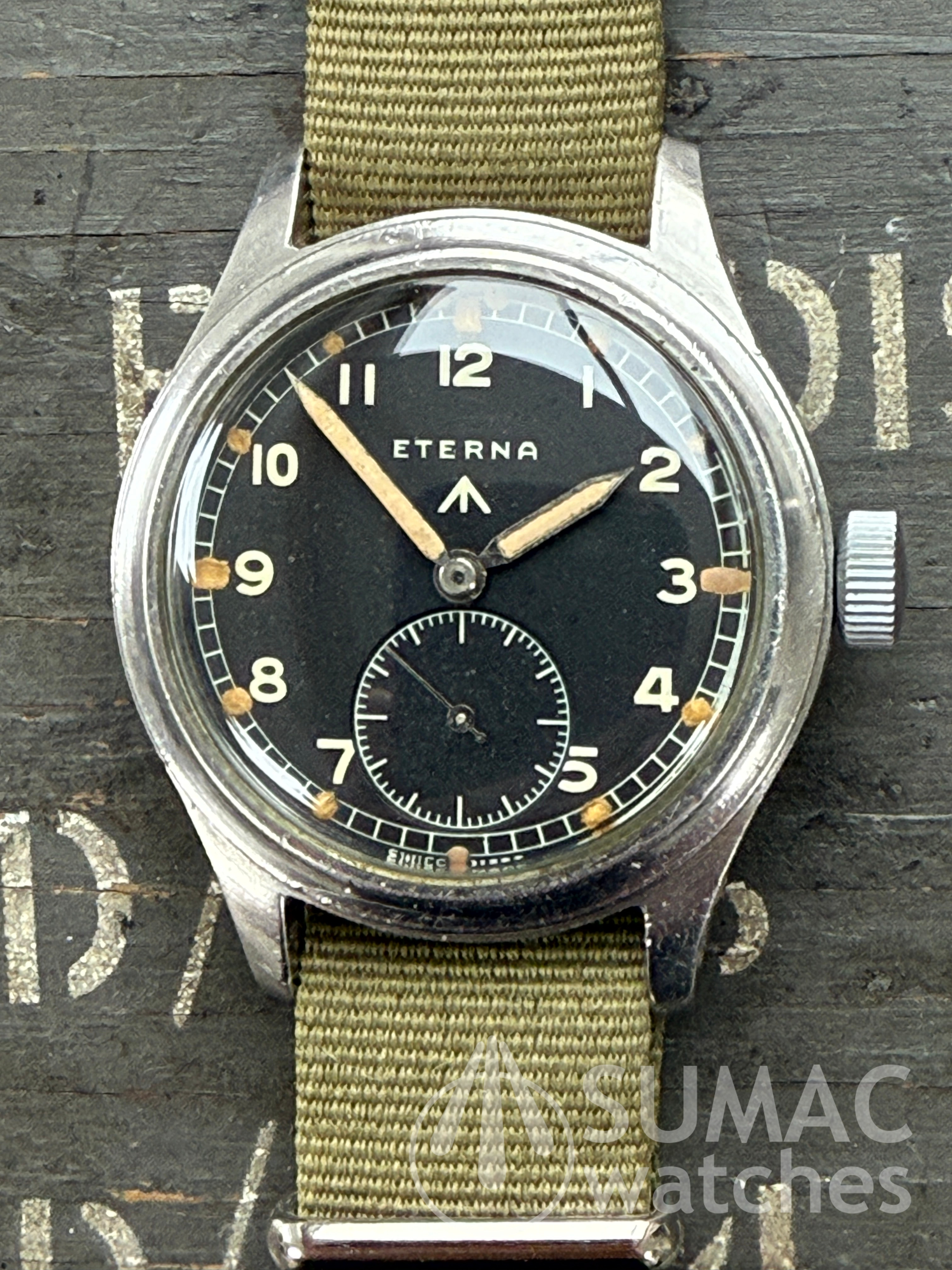 1944/45 WW2 Eterna WWW 'Dirty Dozen' mechanical hand winding wristwatch