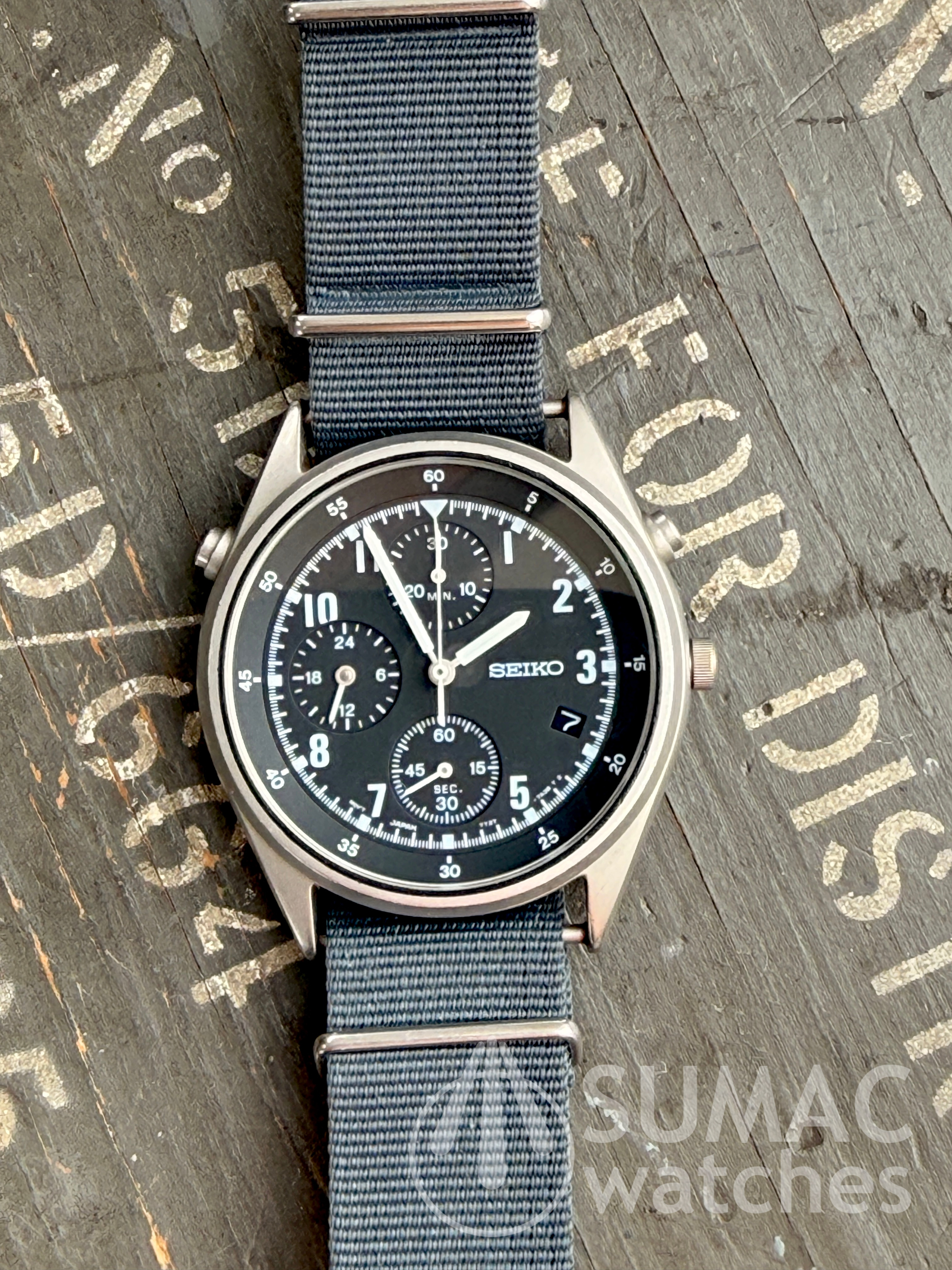 2000 Seiko 7T27-7A20 'Gen 2' non-lume nuclear submarine issue quartz chronograph 