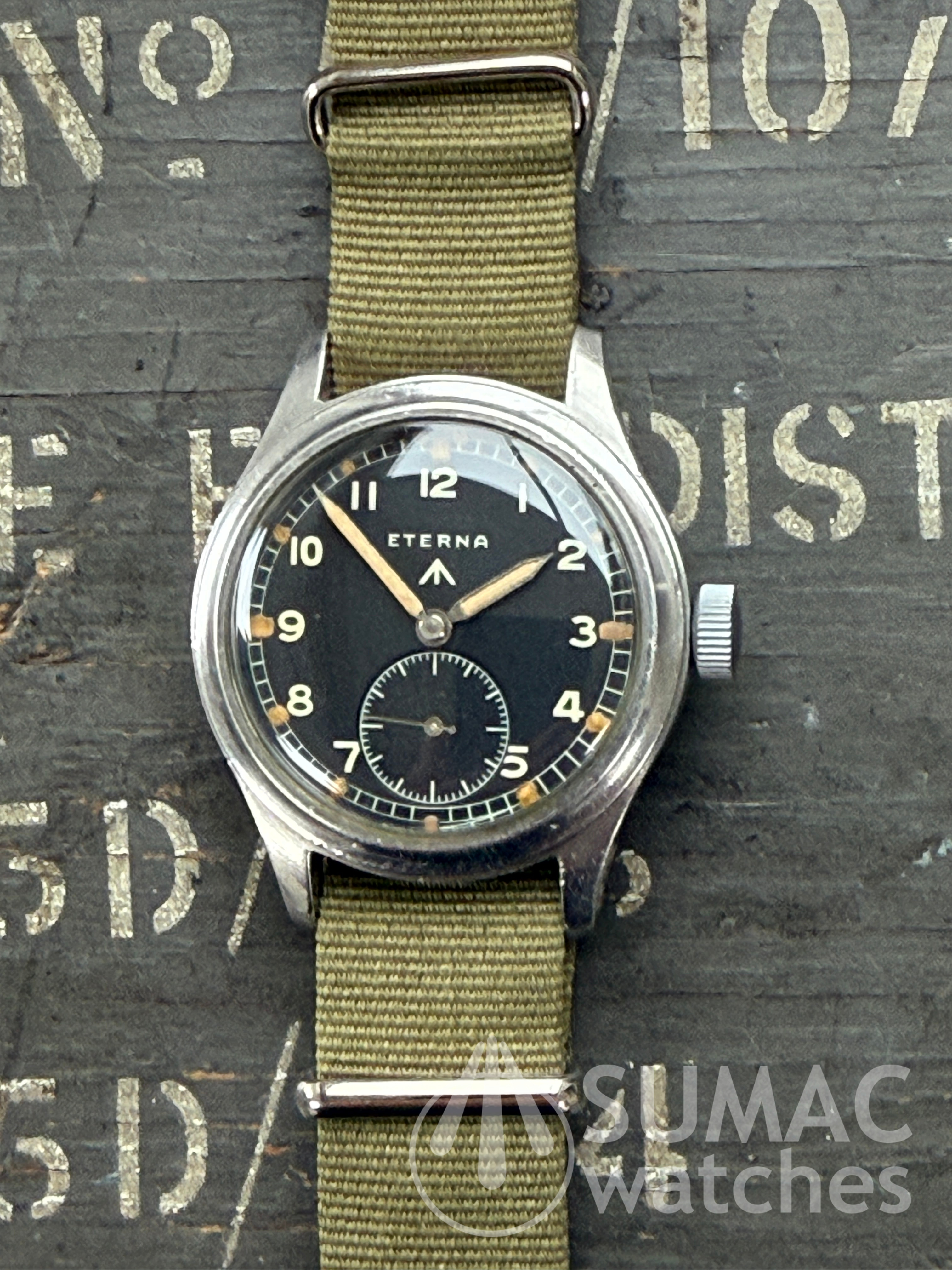 1944/45 WW2 Eterna WWW 'Dirty Dozen' mechanical hand winding wristwatch