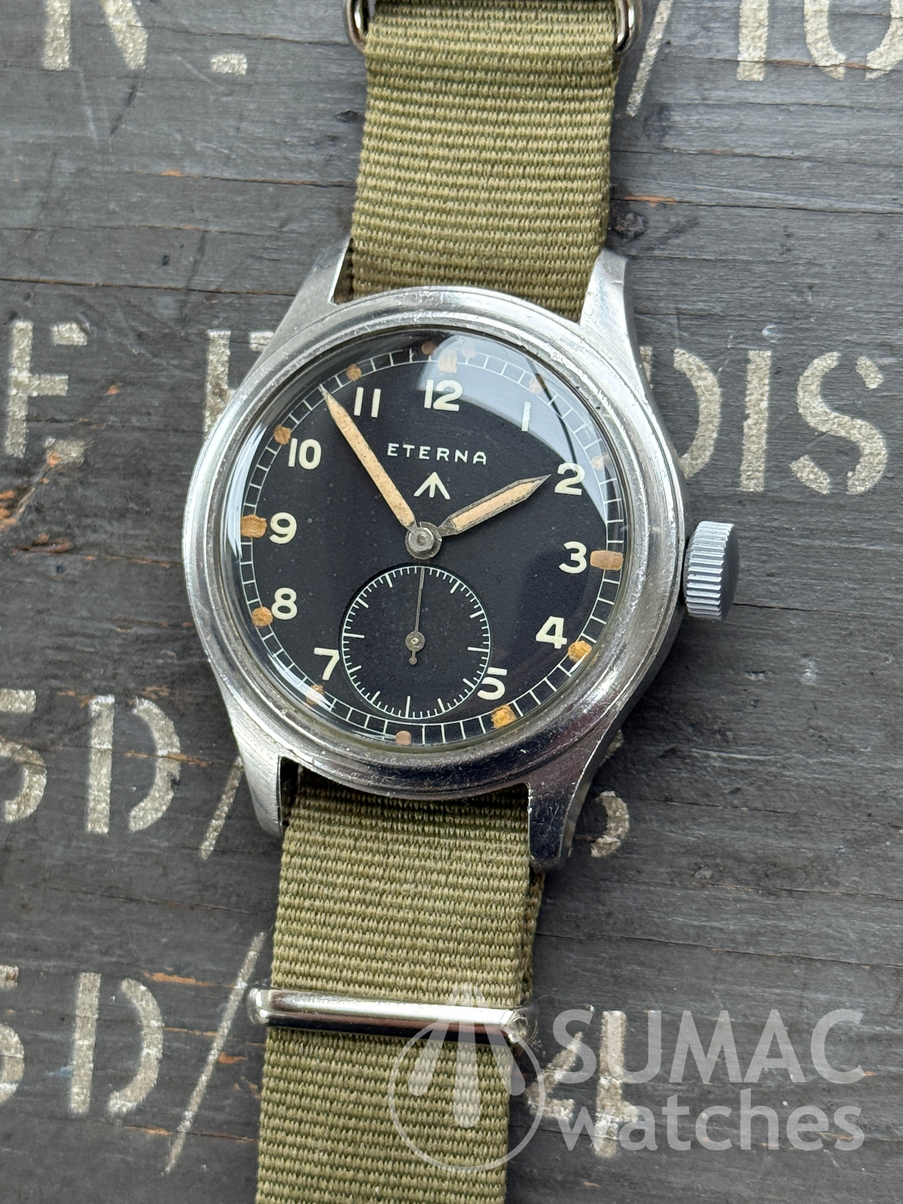 1944/45 WW2 Eterna WWW 'Dirty Dozen' mechanical hand winding wristwatch