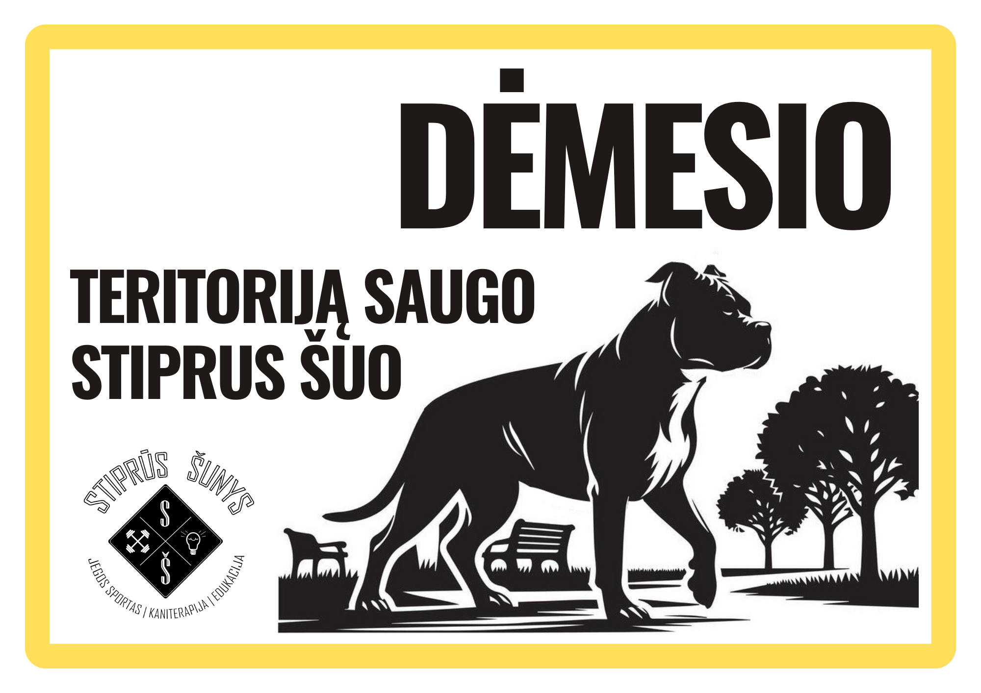 Įspėjamasis ženklas su šunimi