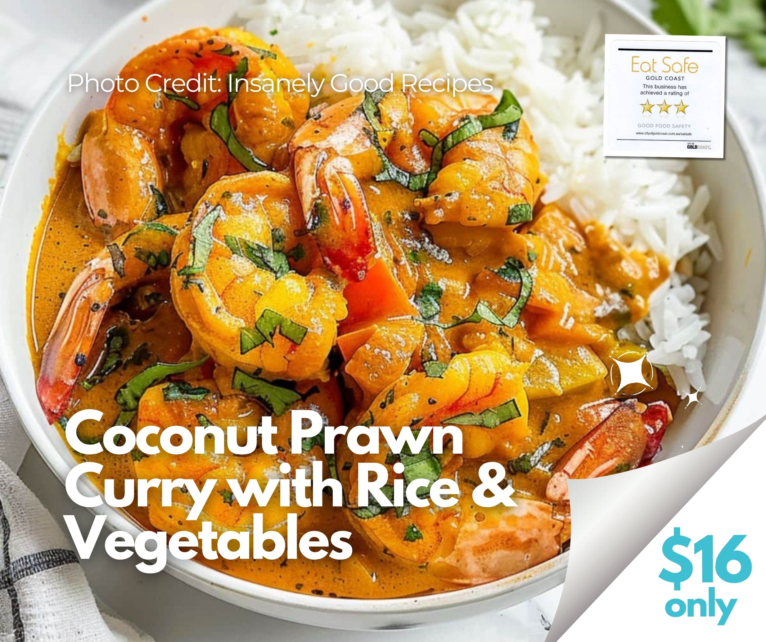 Coconut Prawn Curry with Rice & Vegetables