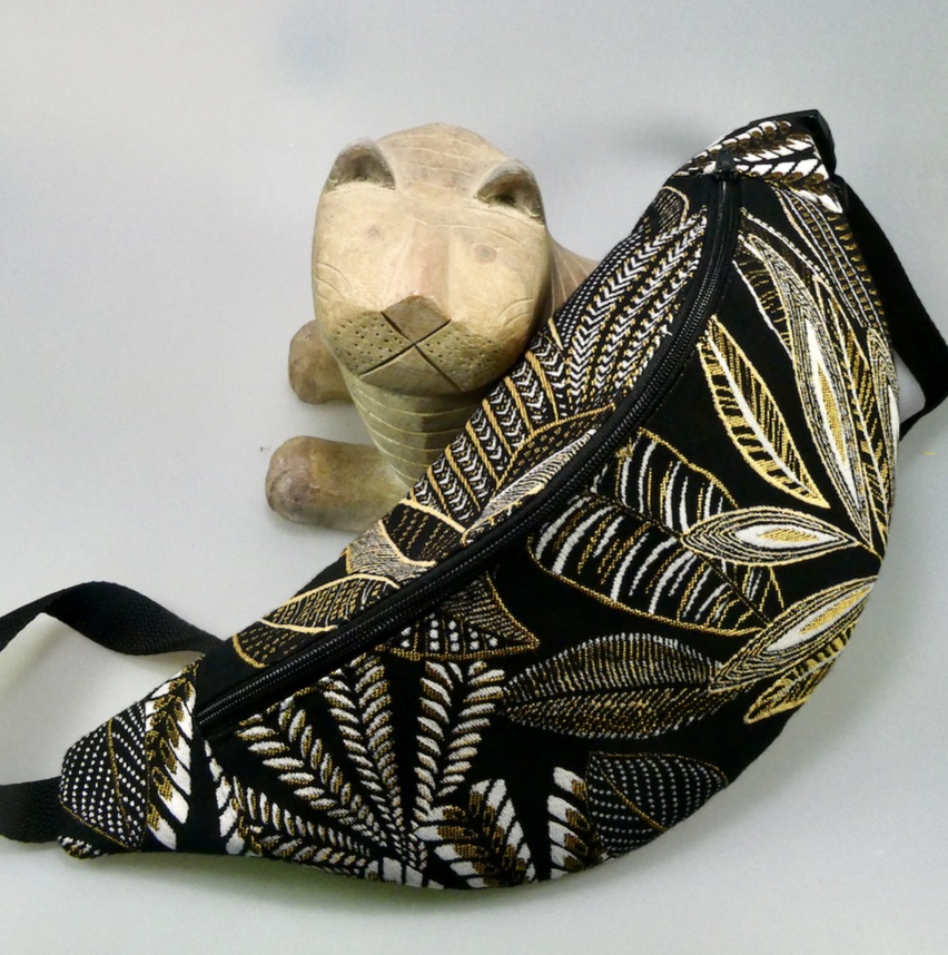 Sac tissus jacquard motifs feuillage