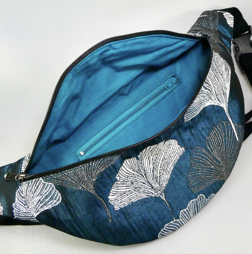 Sac tissus jacquard motifs feuilles de ginko