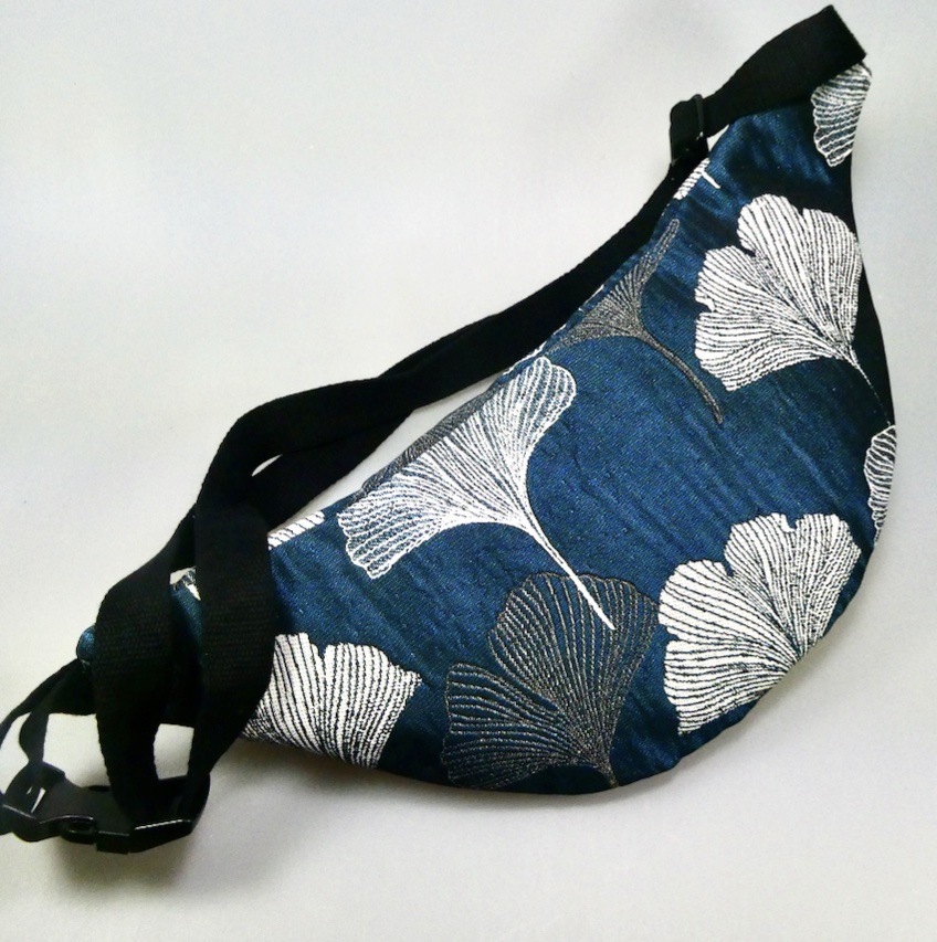 Sac tissus jacquard motifs feuilles de ginko