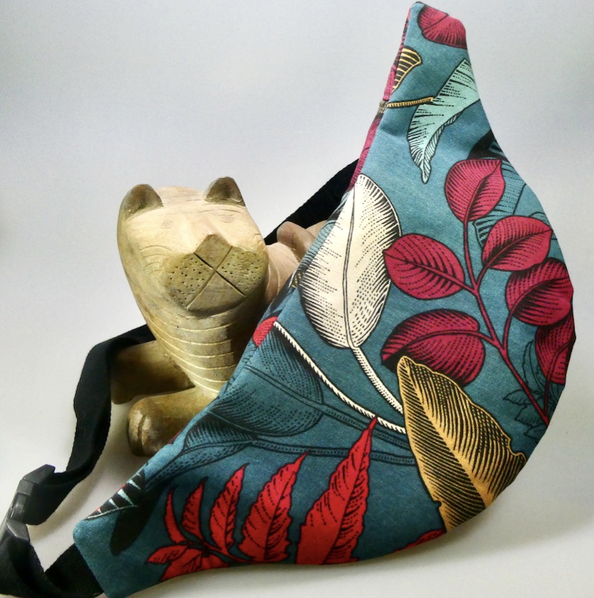 Sac tissus coton motifs feuilles et fleurs