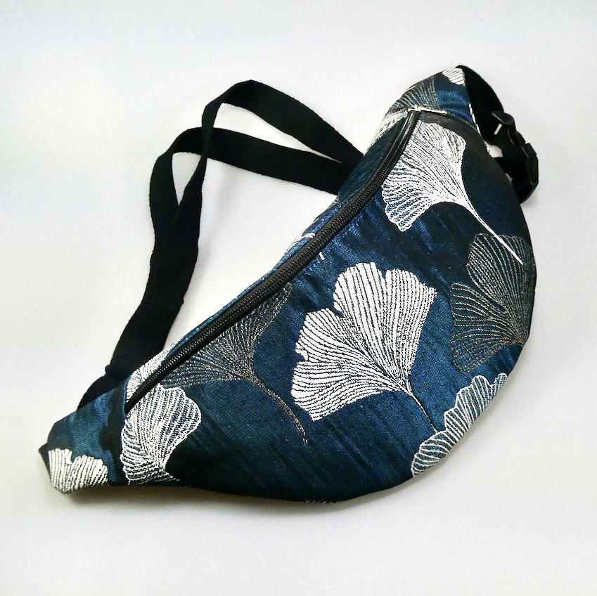 Sac tissus jacquard motifs feuilles de ginko