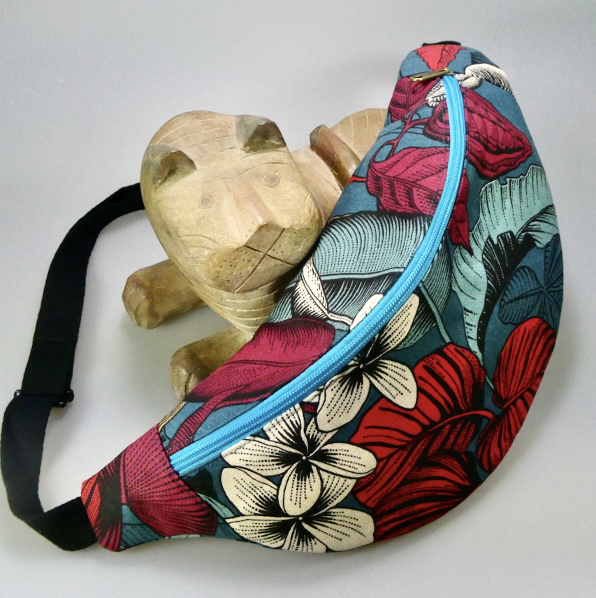 Sac tissus coton motifs feuilles et fleurs