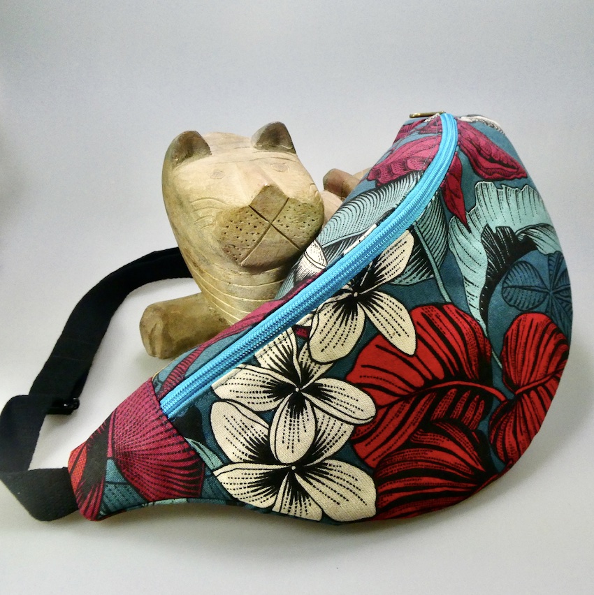 Sac tissus coton motifs feuilles et fleurs