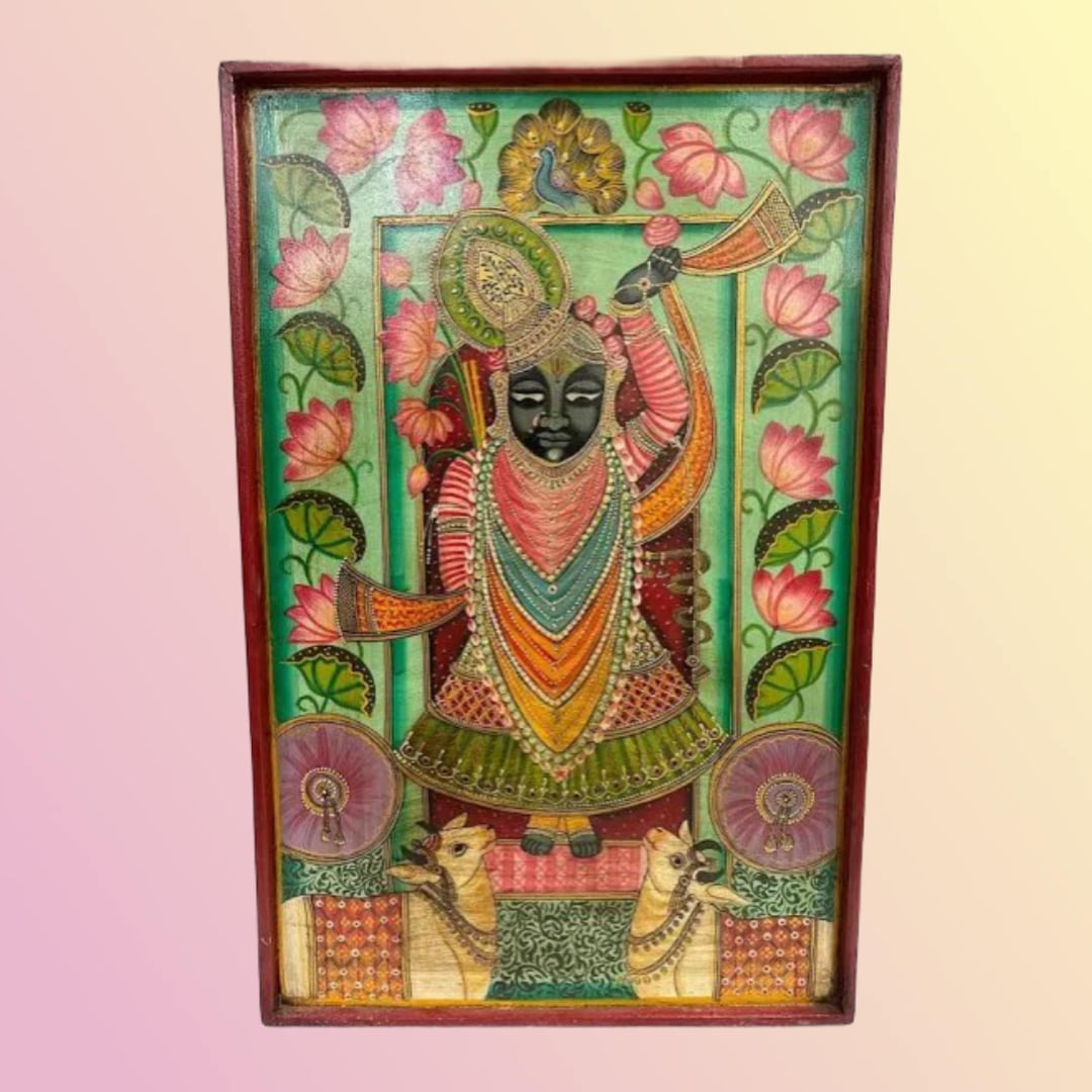 Divine Serenity- Hand painted Pichwai of Shrinathji