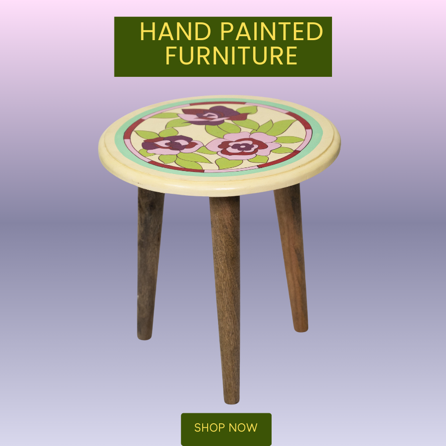 Wooden hand painted Coffee table flower design